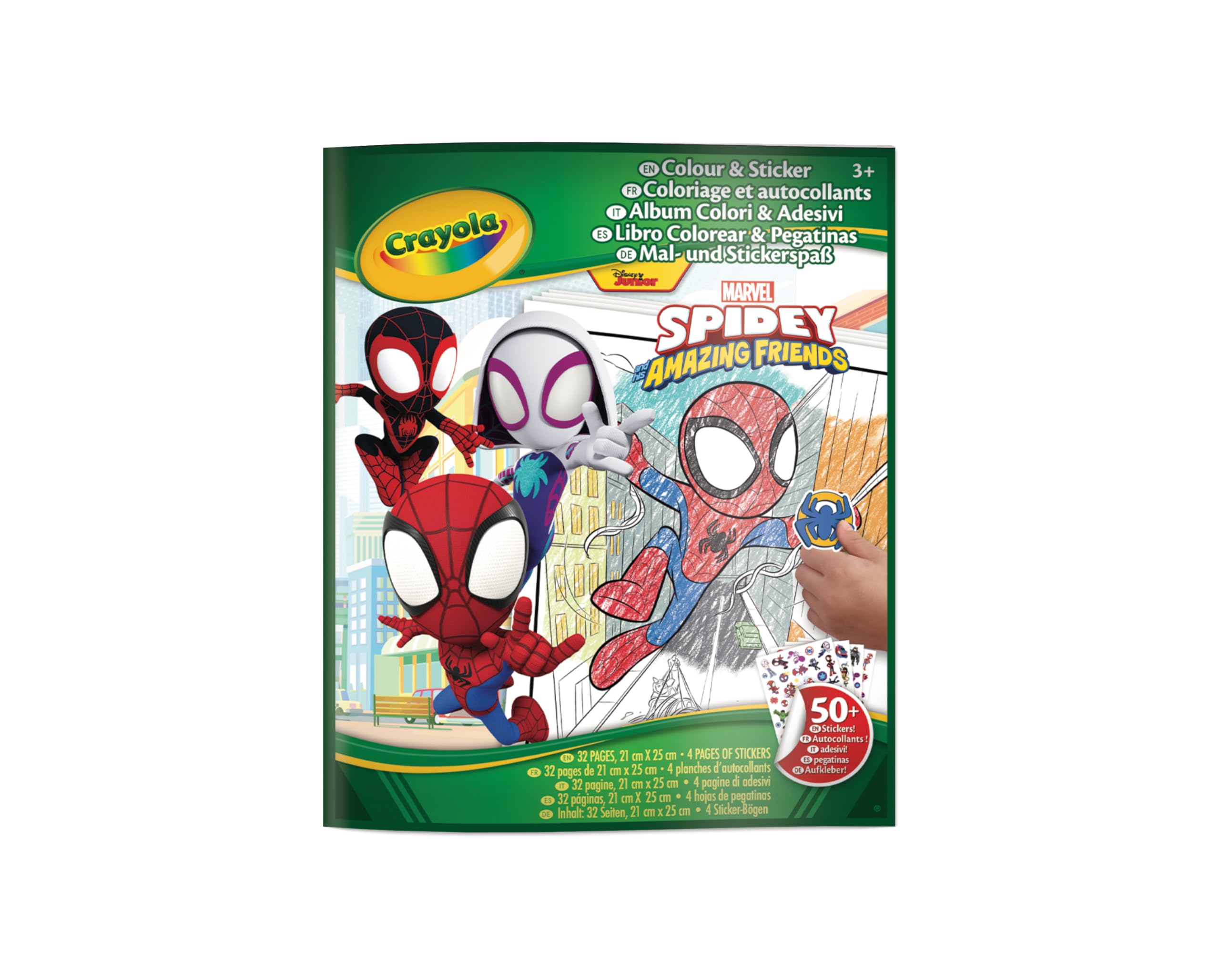 Crayola, Album do kolorowania z naklejkami Spidey, 32 strony i 4 arkusze naklejek w zestawie, 04-0738