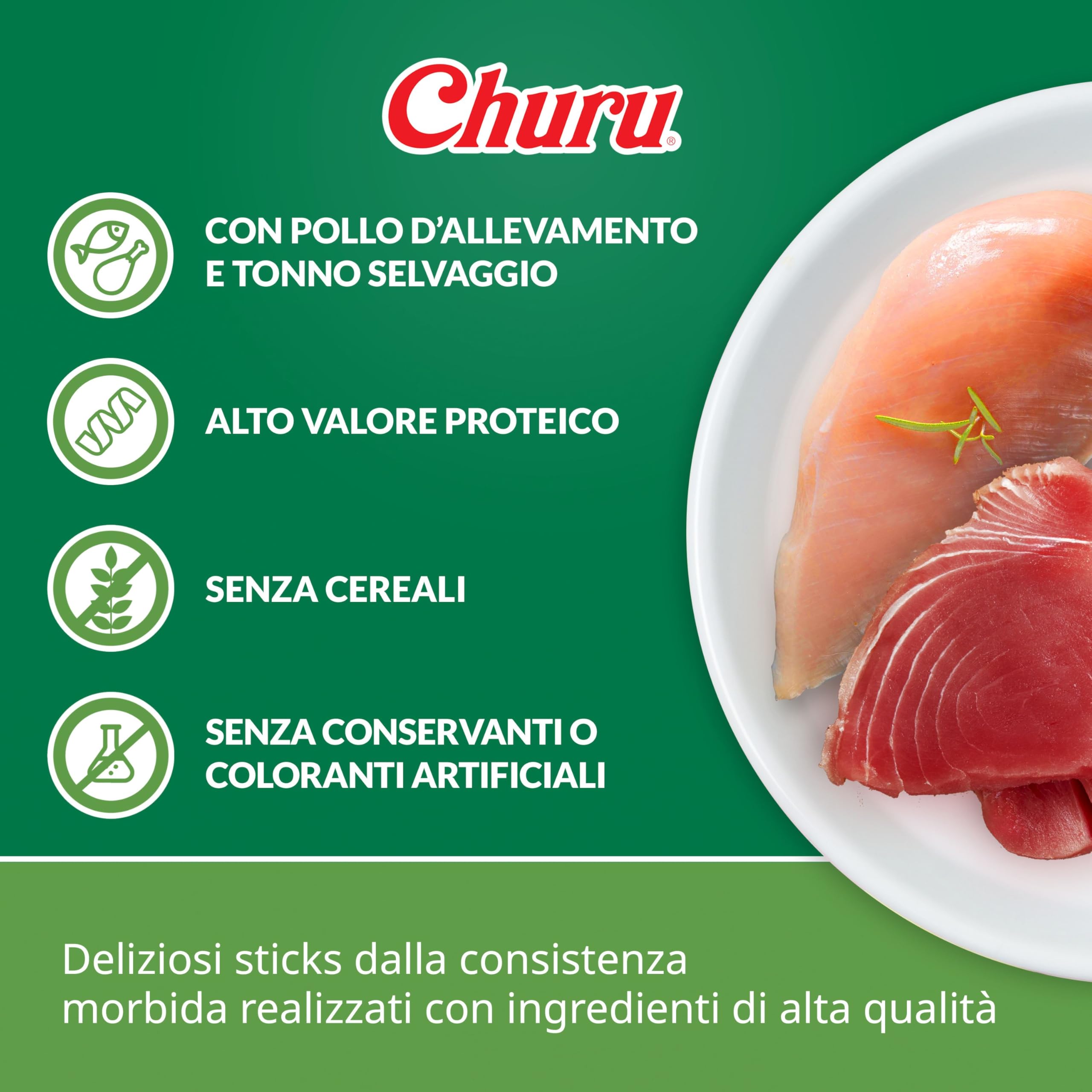 INABA Churu Bites Snack per Cani, Bocconcini di Pollo con Cuore di Pollo - 8 Pack (64 Stick x 12gr) - Premietti per Cane Morbidi e Deliziosi - Cibo per Cani Senza Conservanti o Coloranti Artificiali