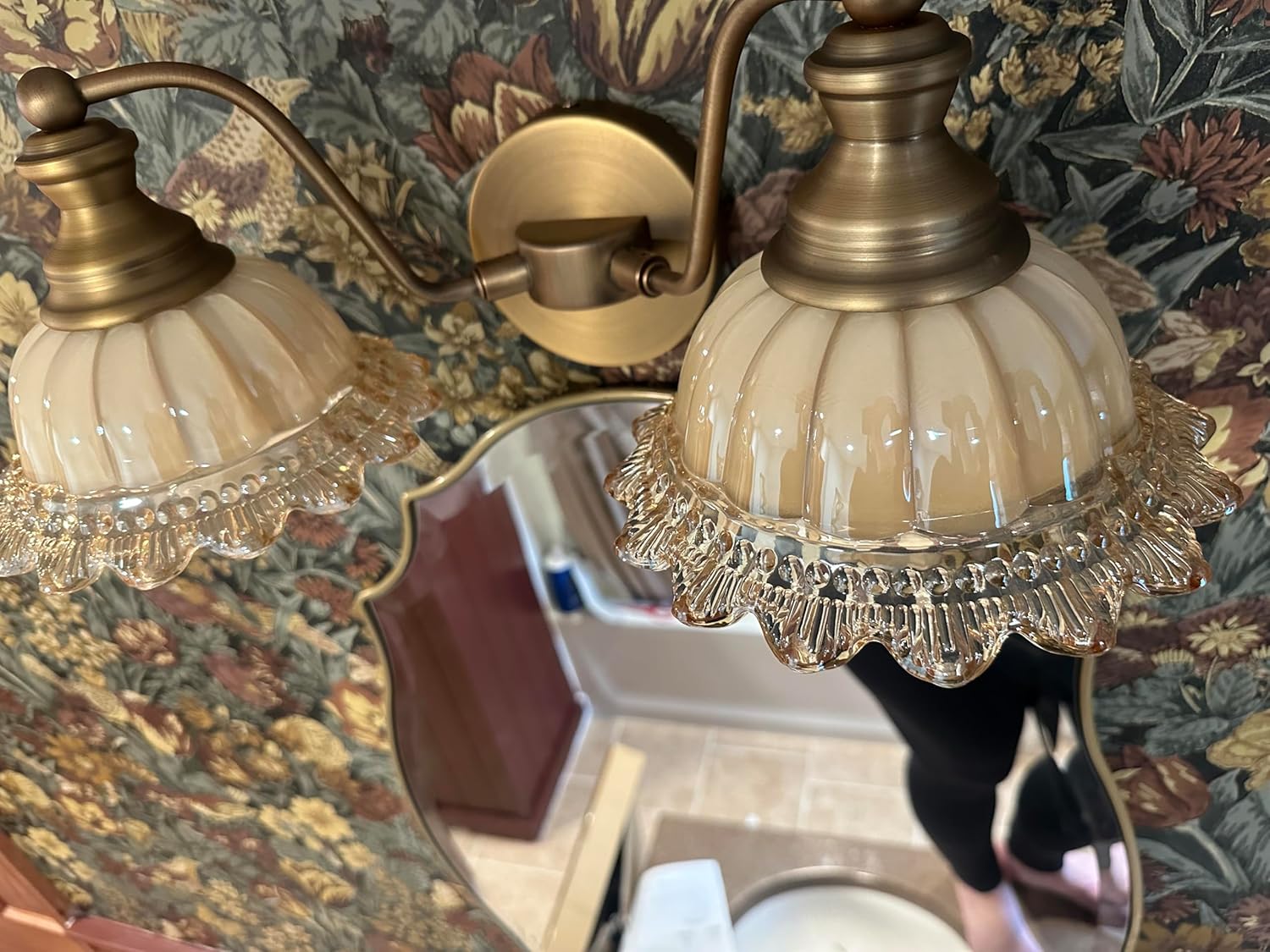 Vintage Vanity Light Brushed Brass 2 Light Vanity Lights for Bathroom Vanity Light Fixtures Brass Glass 2 Light