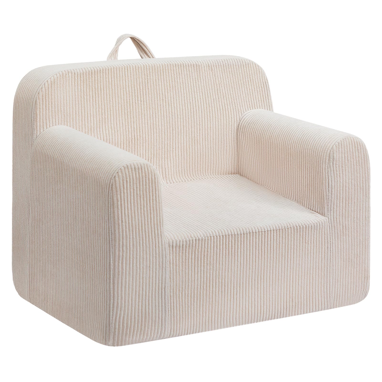 BEJOY Toddler Chair Ultra-Soft Snuggle Foam Filled Sofa, Single Corduroy Reading Couch for Boys and Girls, Beige
