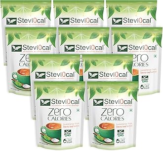 Stevi0cal Stevia Sweetener Powder | 100% Sugar Free Natural | Zero Calorie for Weight Management, Diet, Diabetic Friendly | 350 gm Jar - Pack of Ten (10 x 350 gm)