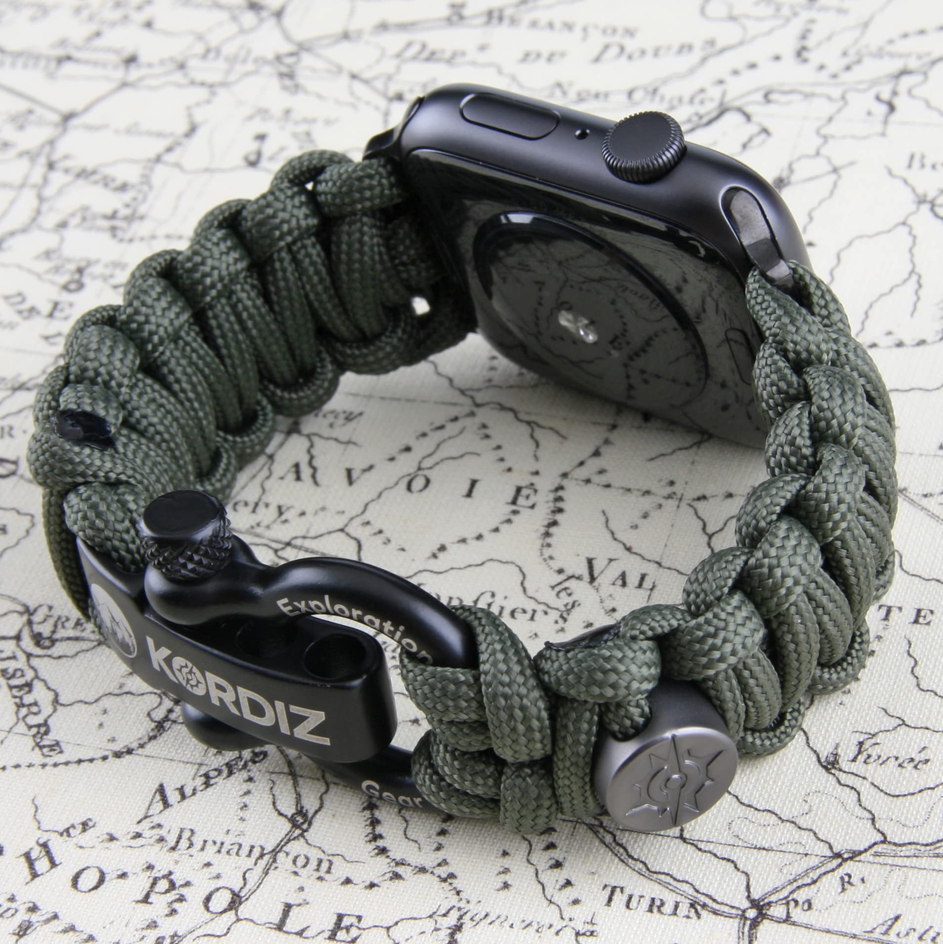 KORDIZ Survivor – Nylon-Paracord-Armband für Apple Watch, kompatibel mit Apple Watch Ultra 3, Ultra 2/1 [49 mm] & Serie 11, 10, 9, 8, 7-1, SE3, SE2, SE [46 mm, 45 mm, 44 mm, 42 mm] – mit verstellbarem