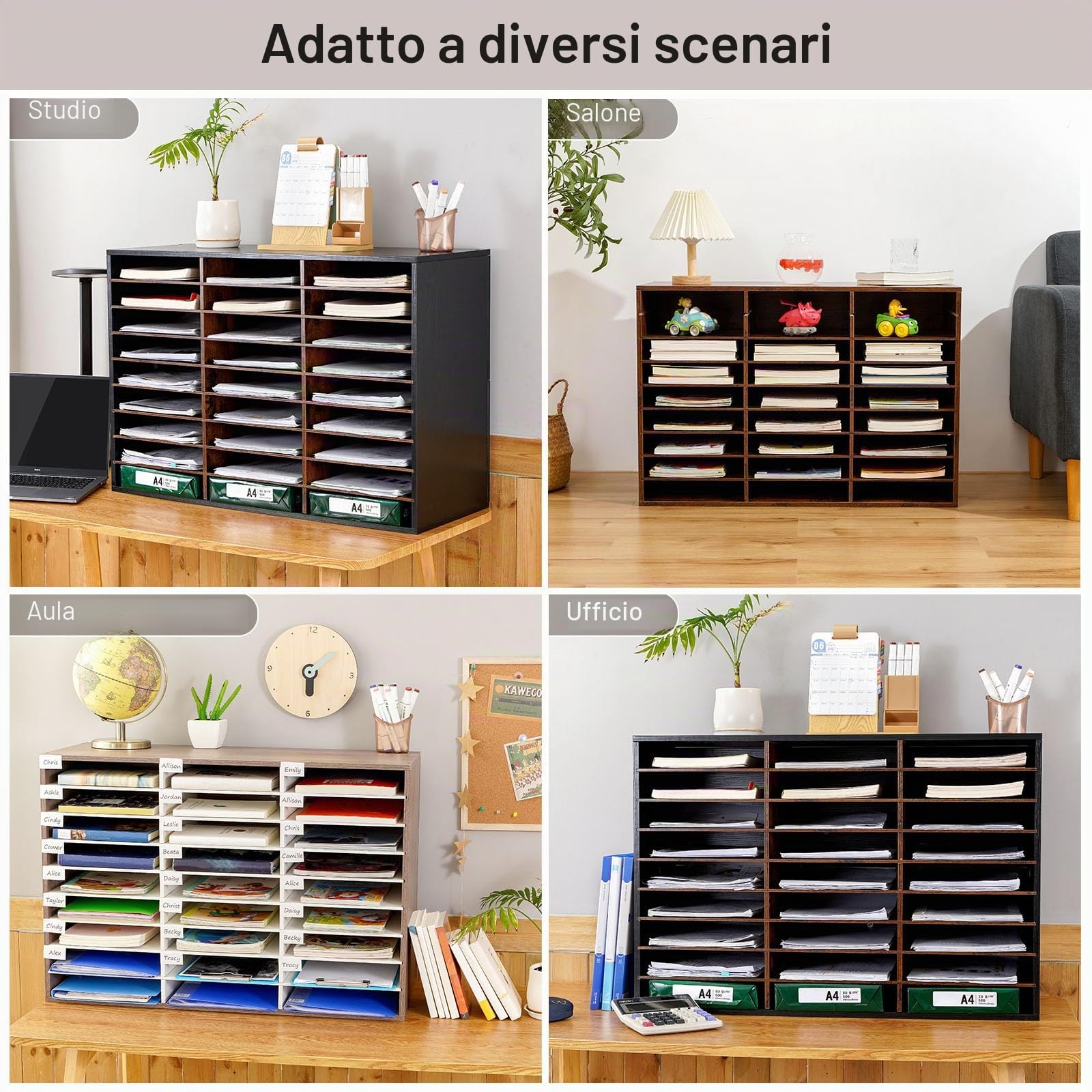 GUUSII HOME Porta Documenti Ufficio Scrivania Organizzatore Portadocumenti a4 Organizer Ufficio Portaoggetti Documenti Desk Organizer Vaschette Legno Cassettiera Con (marrone)