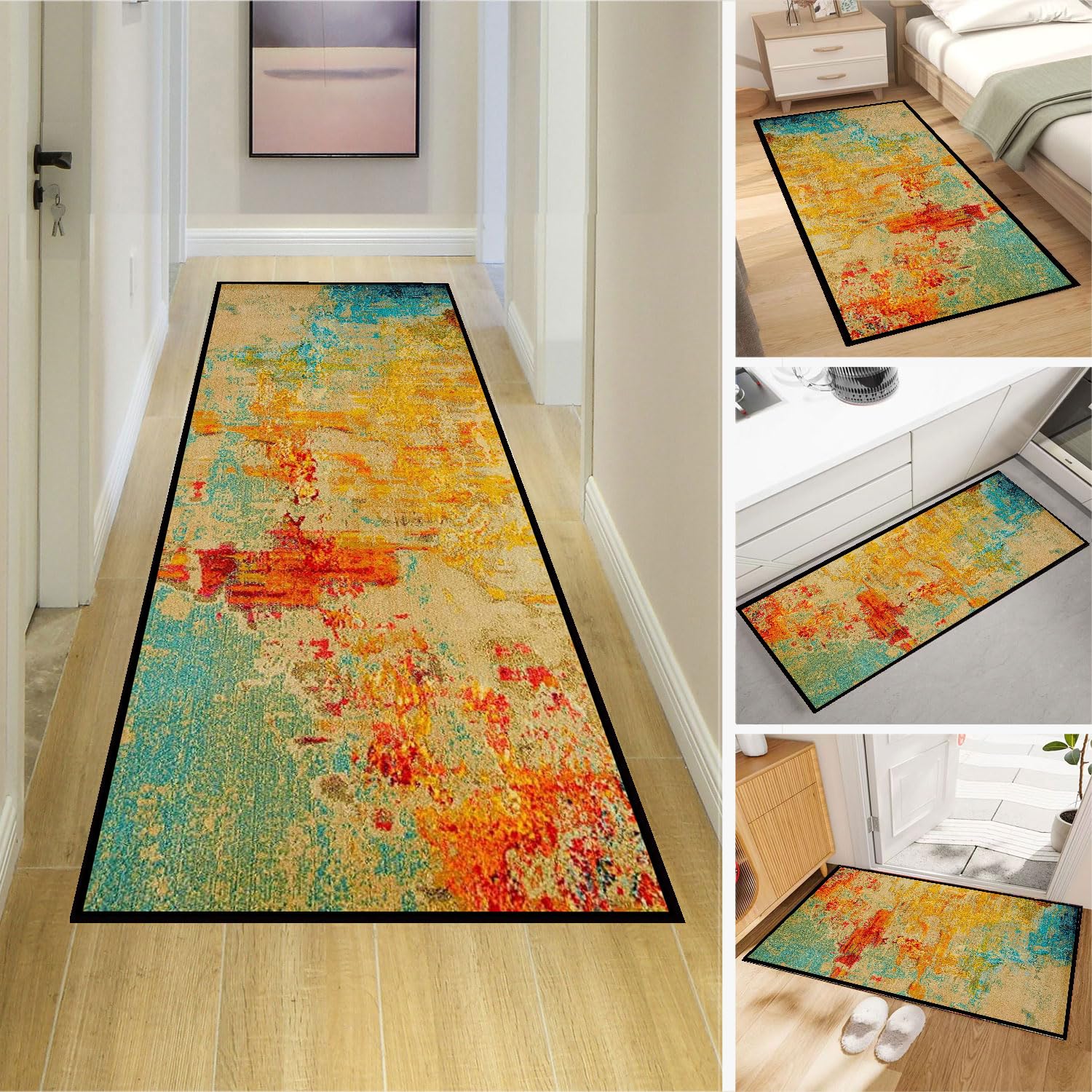 Tapis de Couloir coloré, Lavable, Tapis de Passage, Tapis de Couloir, Long et Largeur Personnalisable
