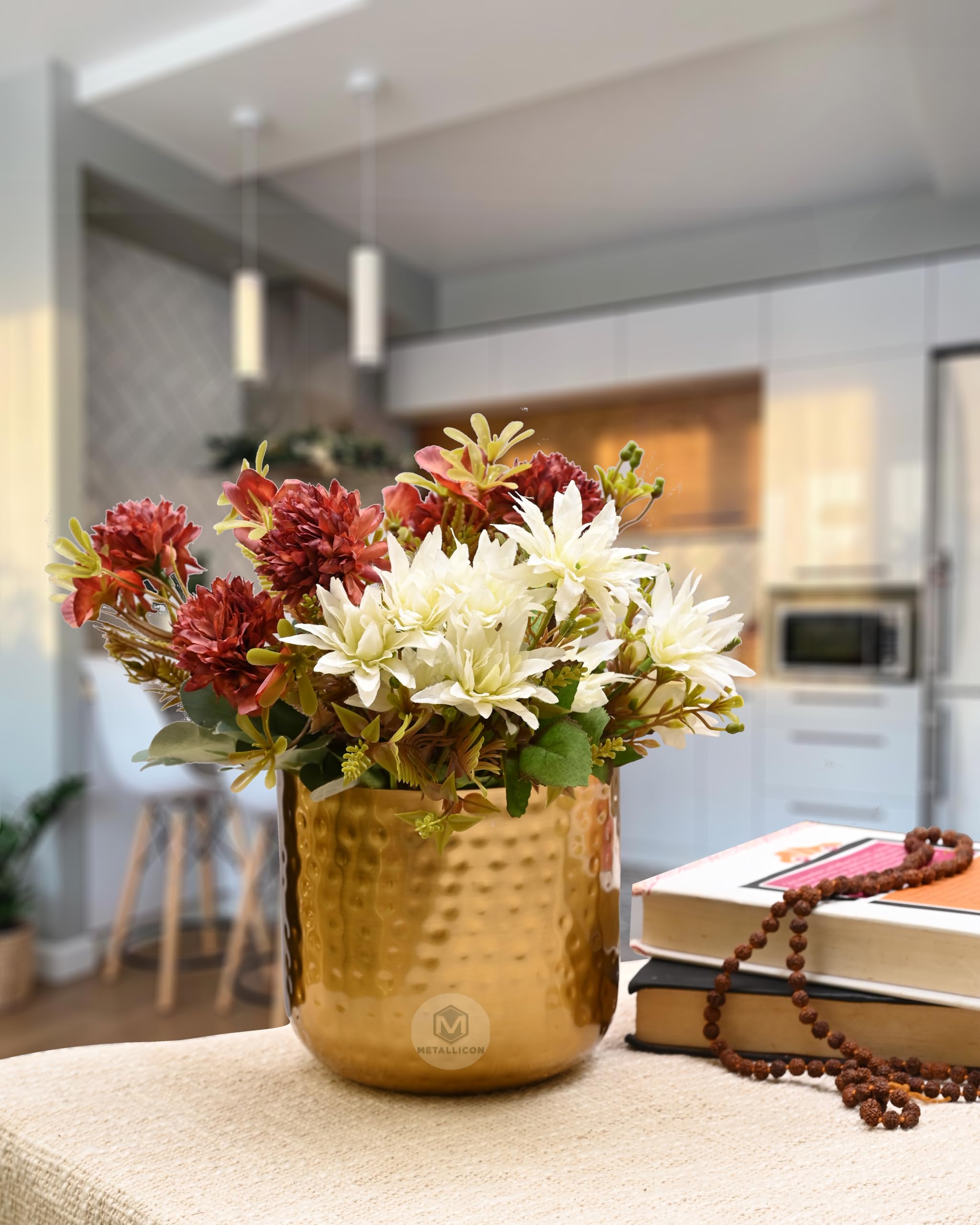 Hammered Finish Vase 6 Inch | Elegant Decorative Pot for Home, Living Room, or Office Decor | Modern Table Centerpiece with Premium Design (Gold)(Hammered Finish Vase_Gold_BAZ)-image-39