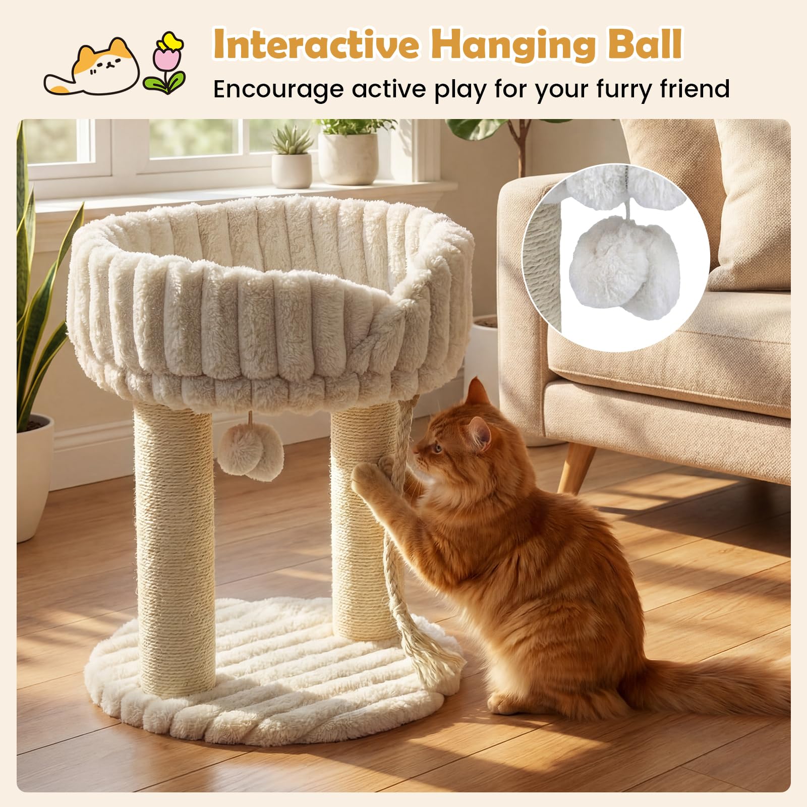 FANTASK Tiragraffi piccolo, 50,5 cm, beige, per gatti