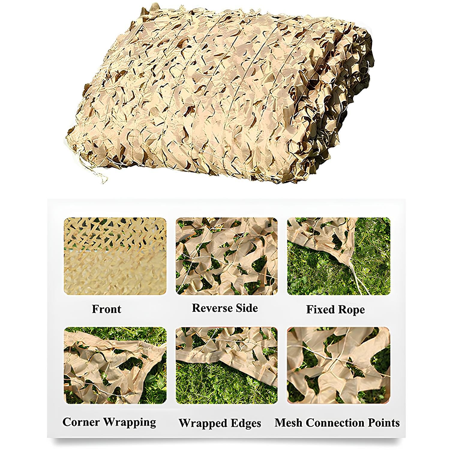 Malla De Camuflaje Sombra 3x4.0m - Red De Camuflaje Decorativa Shading Net Ligera Fácil De Transportar Caza Y La Observación De Aves(6 * 9.0m)
