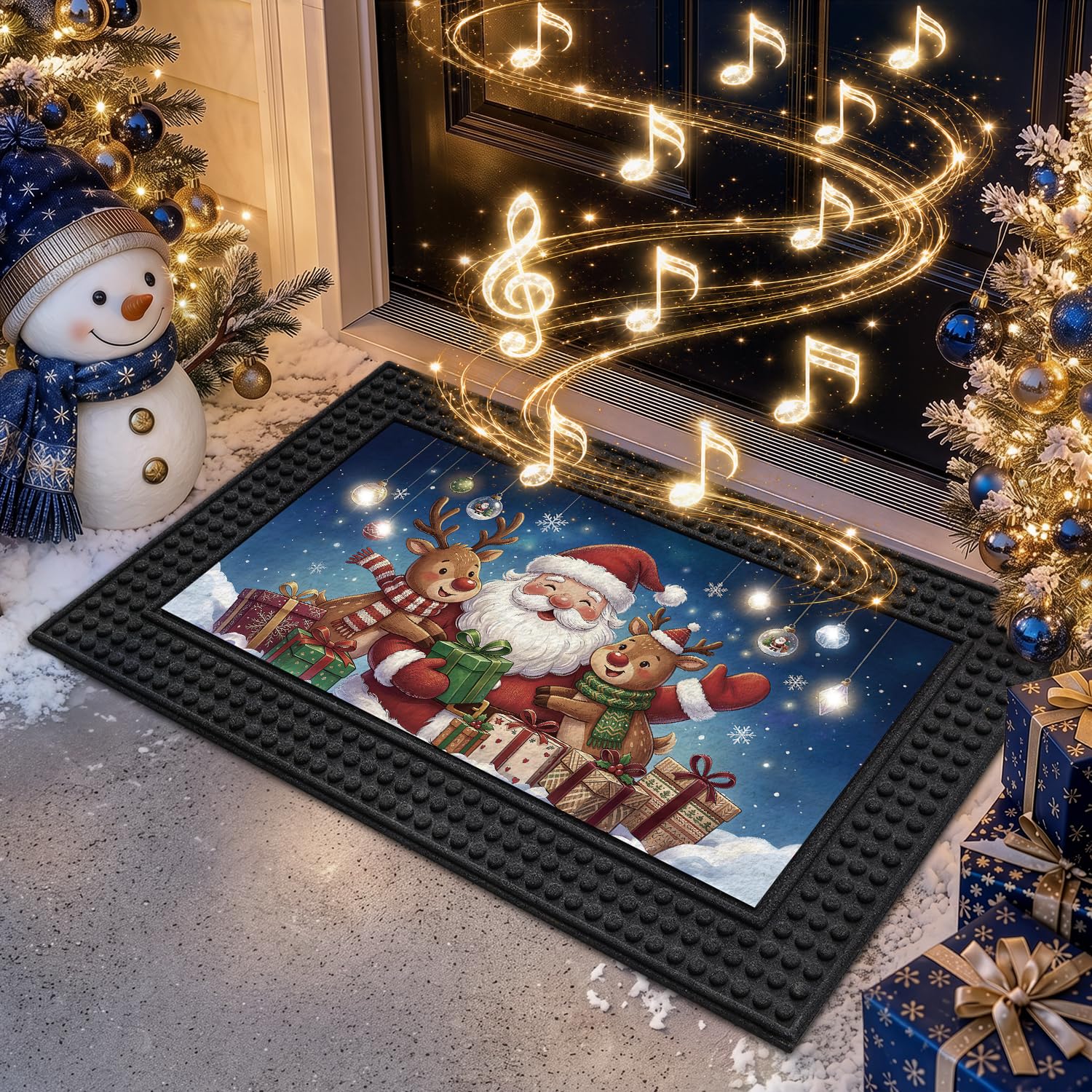 LUMI Grey Embroidered Doormat - Non-Slip Outdoor Mat -13