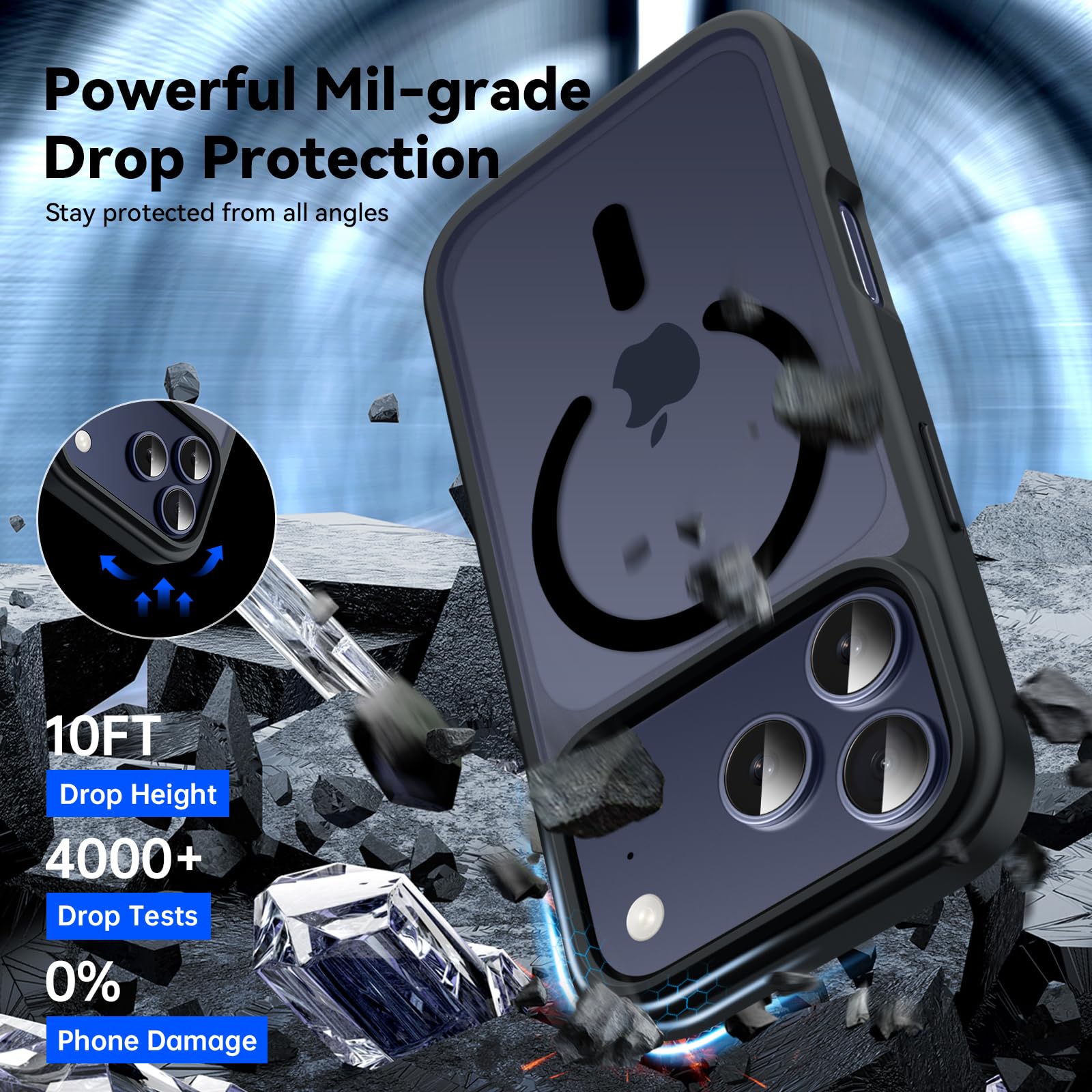 Natiiozie Magnetica Cover Compatibile con iPhone 17 Pro Compatibile con MagSafe Custodia Traslucida Opaca Posteriore, Anti-impronta Resistente ai Graffi Protettiva Case Nero