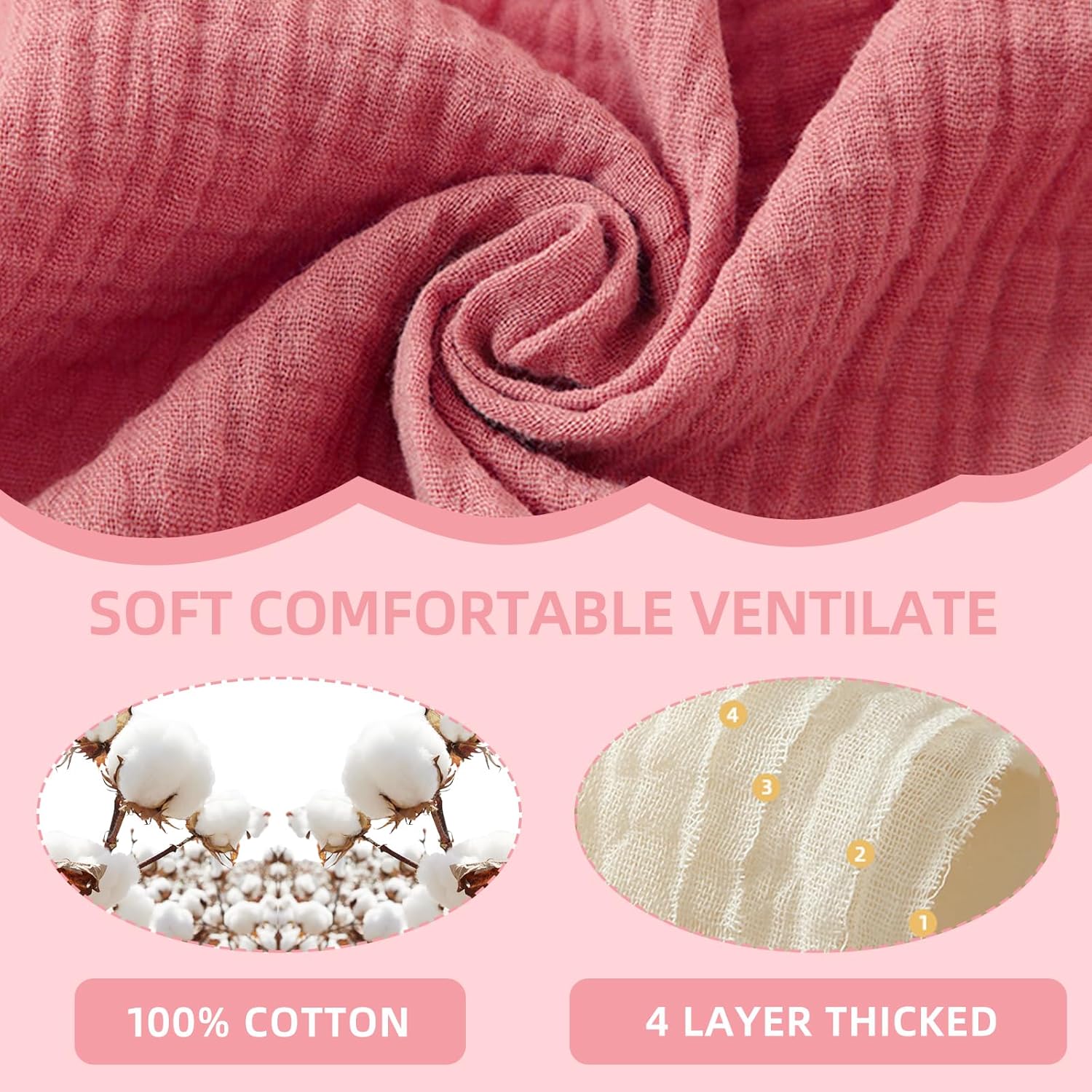 Baby Muslin Bibs, Bandana Drool Bib for Girls, Adjustable 100% Cotton Soft Baby Bibs for Drooling and Teething Organic Solid Colors Lap-Shoulder - Image 2