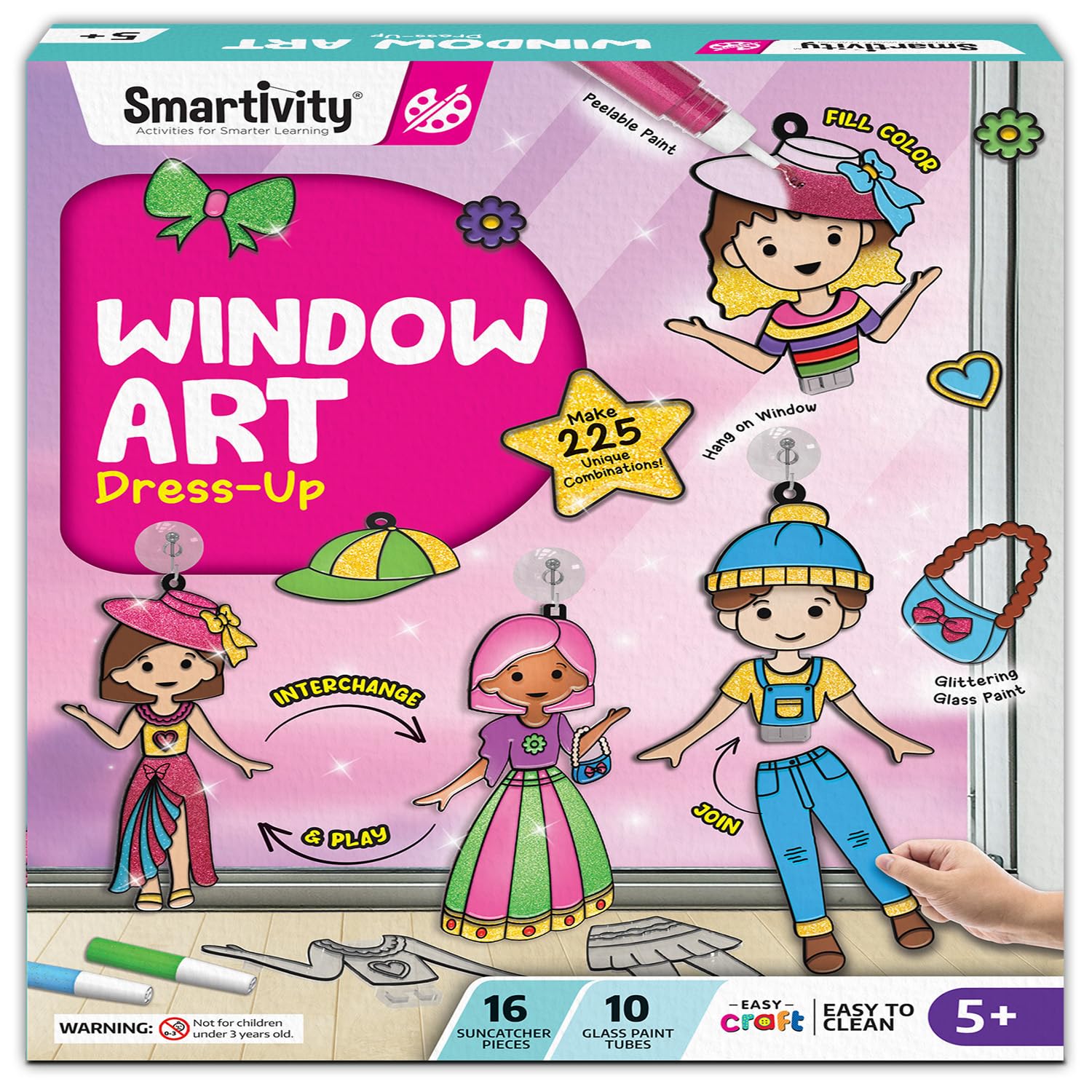 Sponsored Ad - Smartivity Window Art Fashion Kit with 225 Unique Combinations for Girls 5 to 10 Years Old | Glass Painting Kit | Birthday Gift for 5, 6, 7, 8, 9, 10 | Sun Catcher Art & Craft Activity Kit
