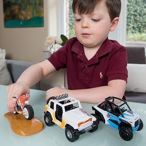 Miniatura 3 de Sunny Days Entertainment Maxx Action - Mini vehículos todoterreno con luces y sonidos, paquete de 3 con motocicleta con montículo de suciedad, ATV y