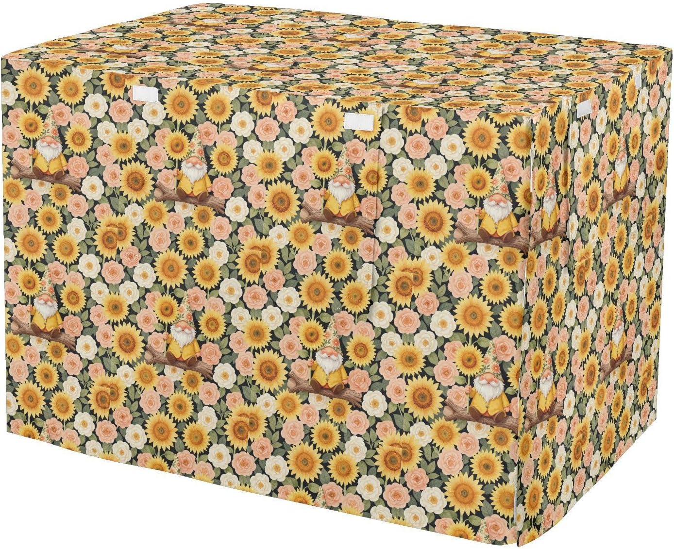 Gnomes Sunflowers Dog Cage Covers Puppy Kennel Cover Dog Crate Curtains 48 Inch