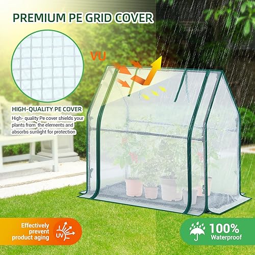 Vista 15 de Mini invernadero para interiores y exteriores: casa verde portátil Ohuhu con almohadilla impermeable para plantas pequeñas germinación de vivero