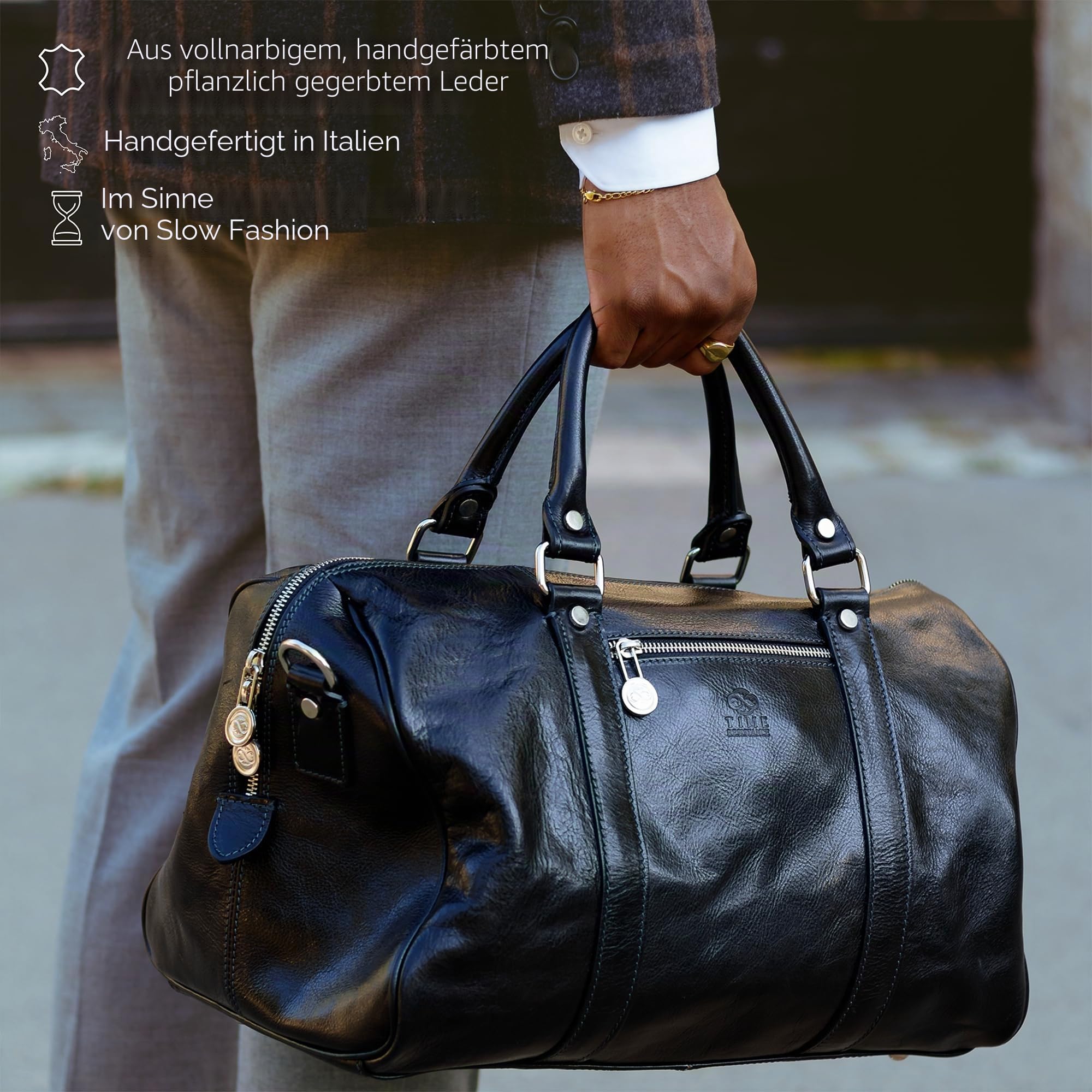 Reisetasche aus Leder - Weekender Herren und Damen - Hochwertige Reisetaschen - Edel & Elegant - Time Resistance