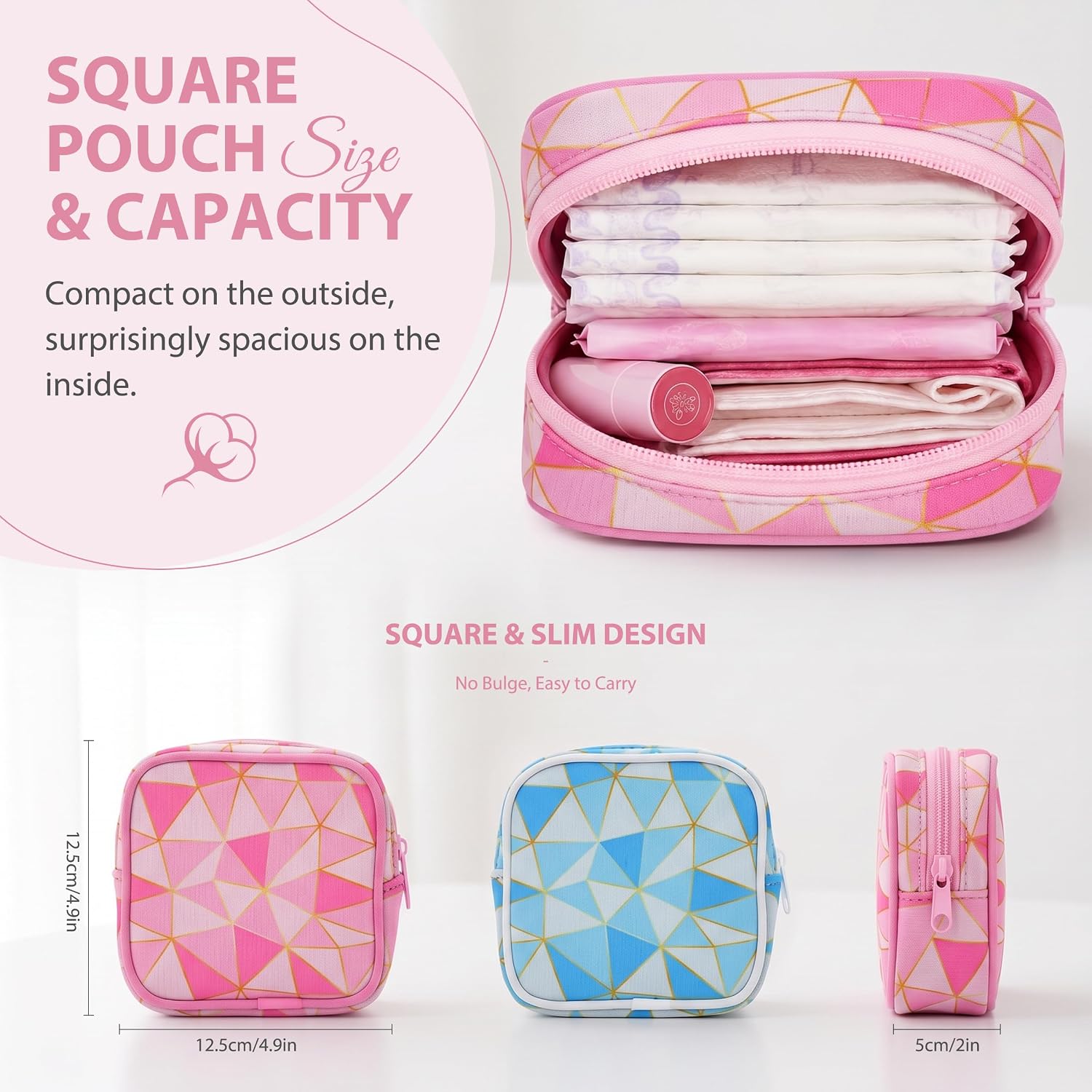 2 Pcs Period Bag Sanitary Napkin Storage Bag with Snap Hook image 2