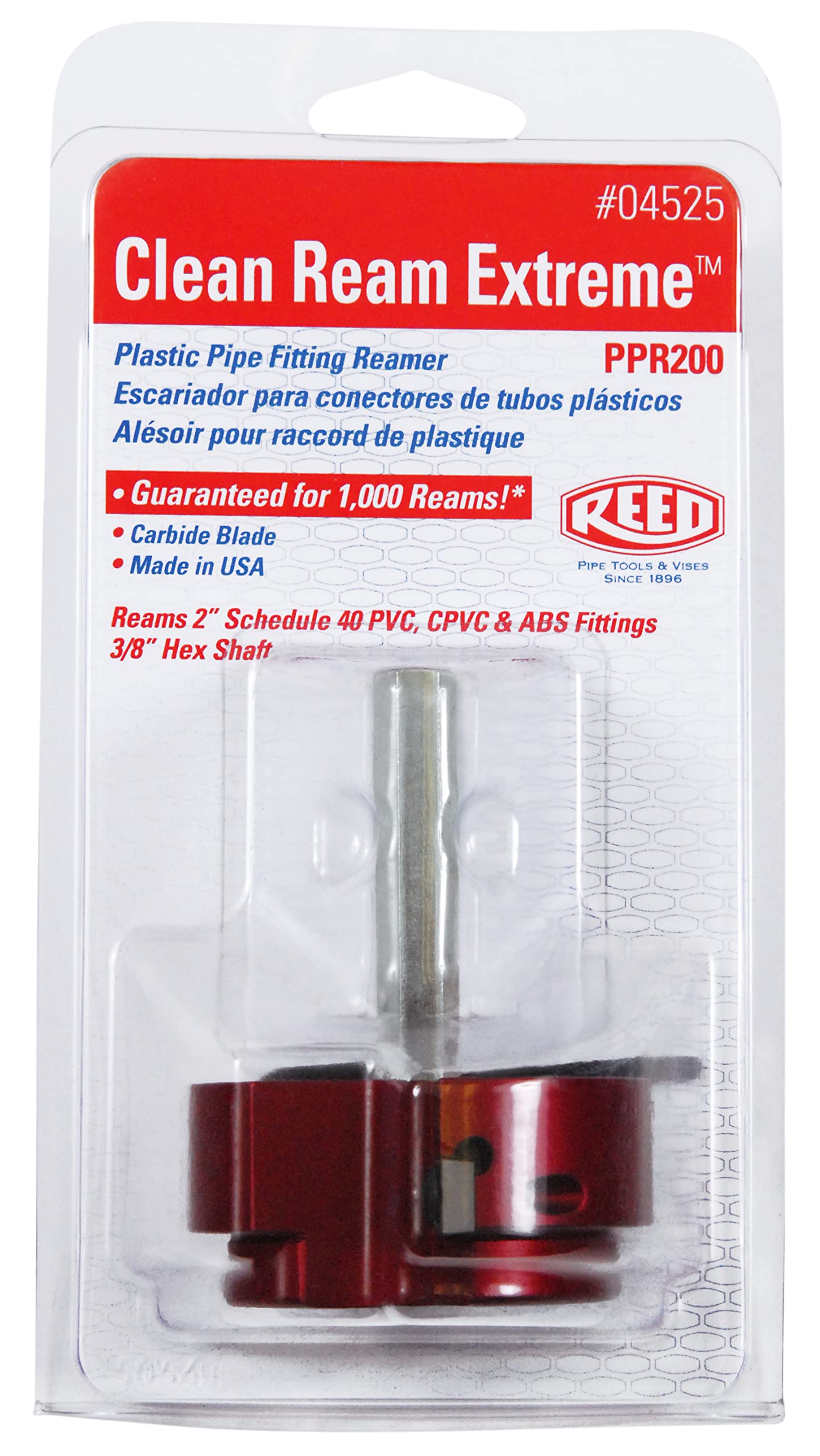 Reed Tool PPR200 Clean Resam Extreme con eje hexagonal de 3/8 pulgadas, cabeza de 2 pulgadas, 2 x 2 x 3 pulgadas