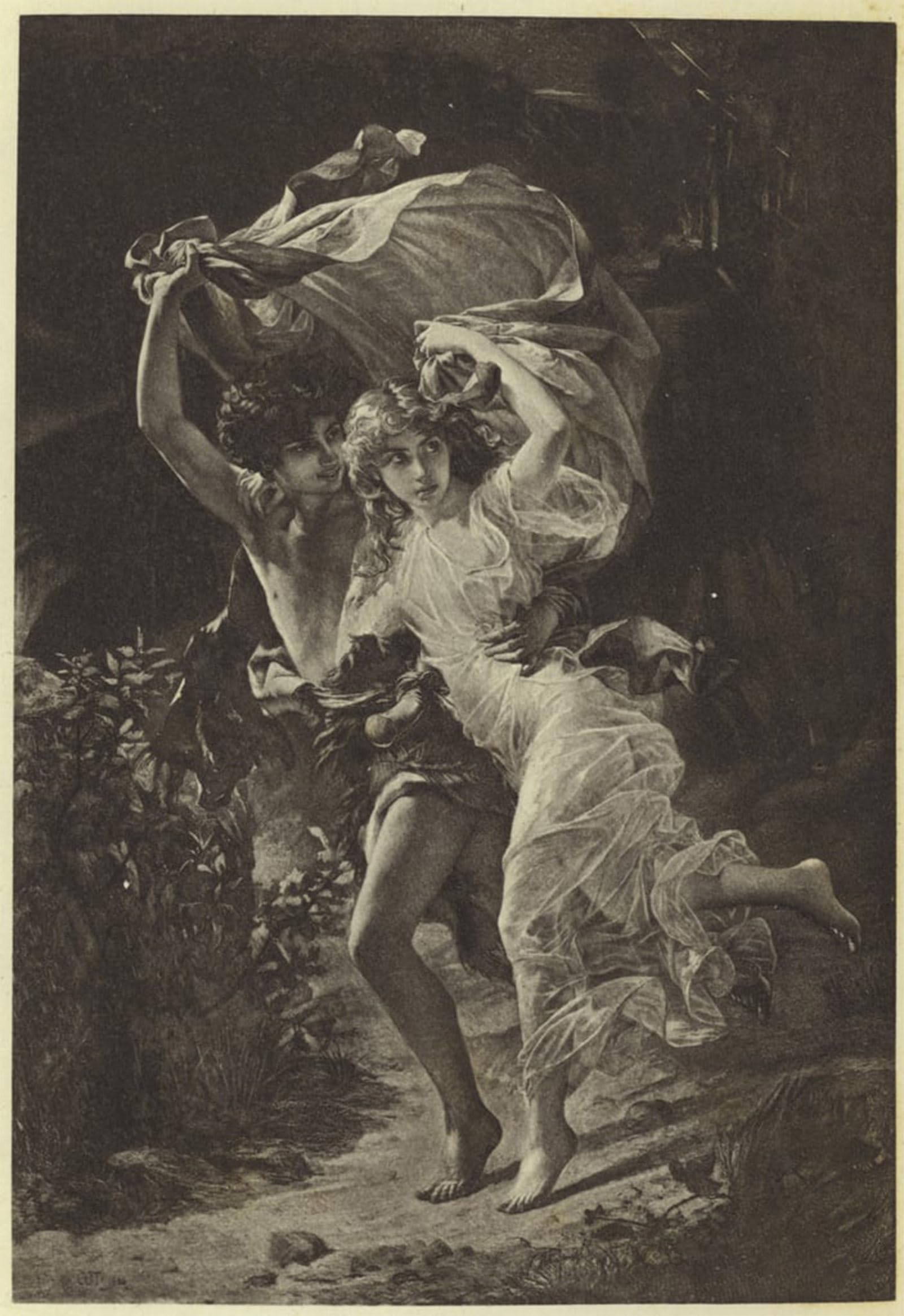 ARTXLXXBN Famous Prints Artwork Pictures Poster Painting Art the Storm by Pierre Auguste Cot Artwork Landscape Pictures for Home Decor 60x90cm