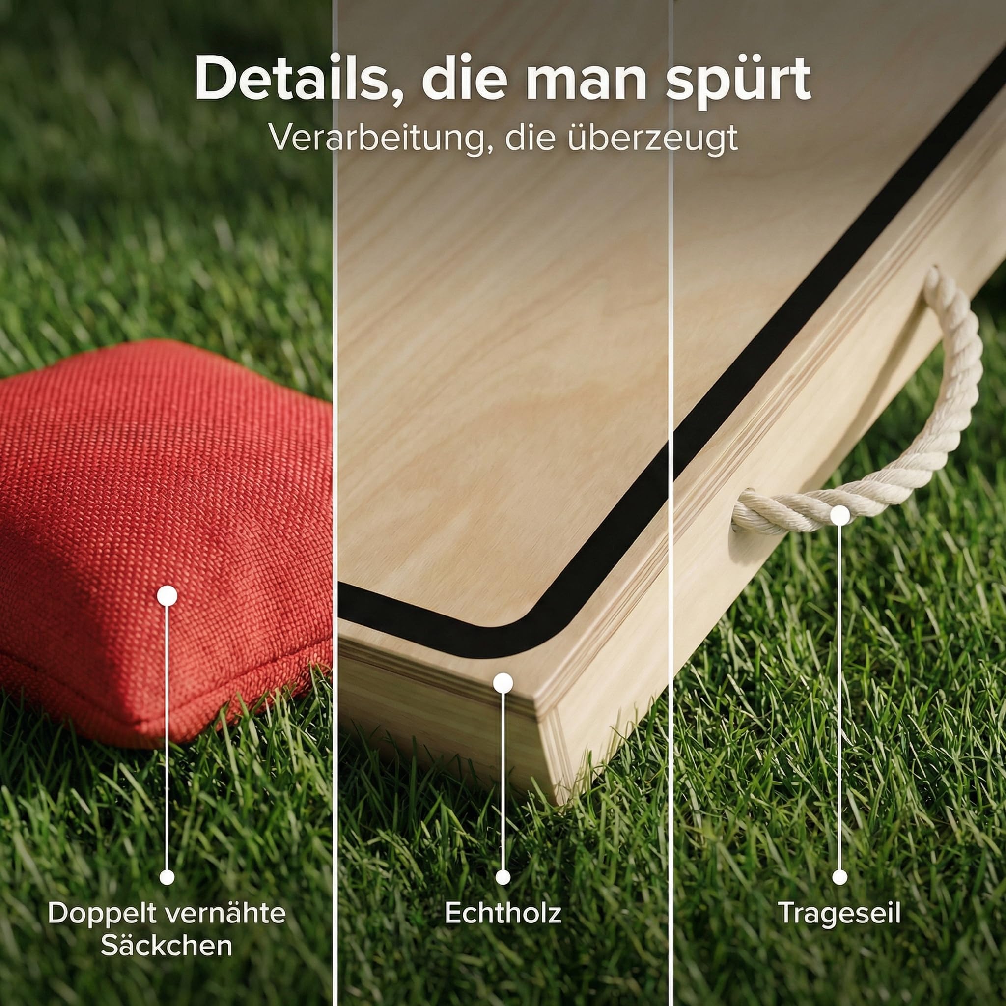 Briliantwerk® Cornhole Spiel Outdoor – Hochwertiges 11-teiliges Echtholz Wurfspiel | Sackloch Spiel für Erwachsene & Kinder | Bean Bag Game für Draußen (lackiert)