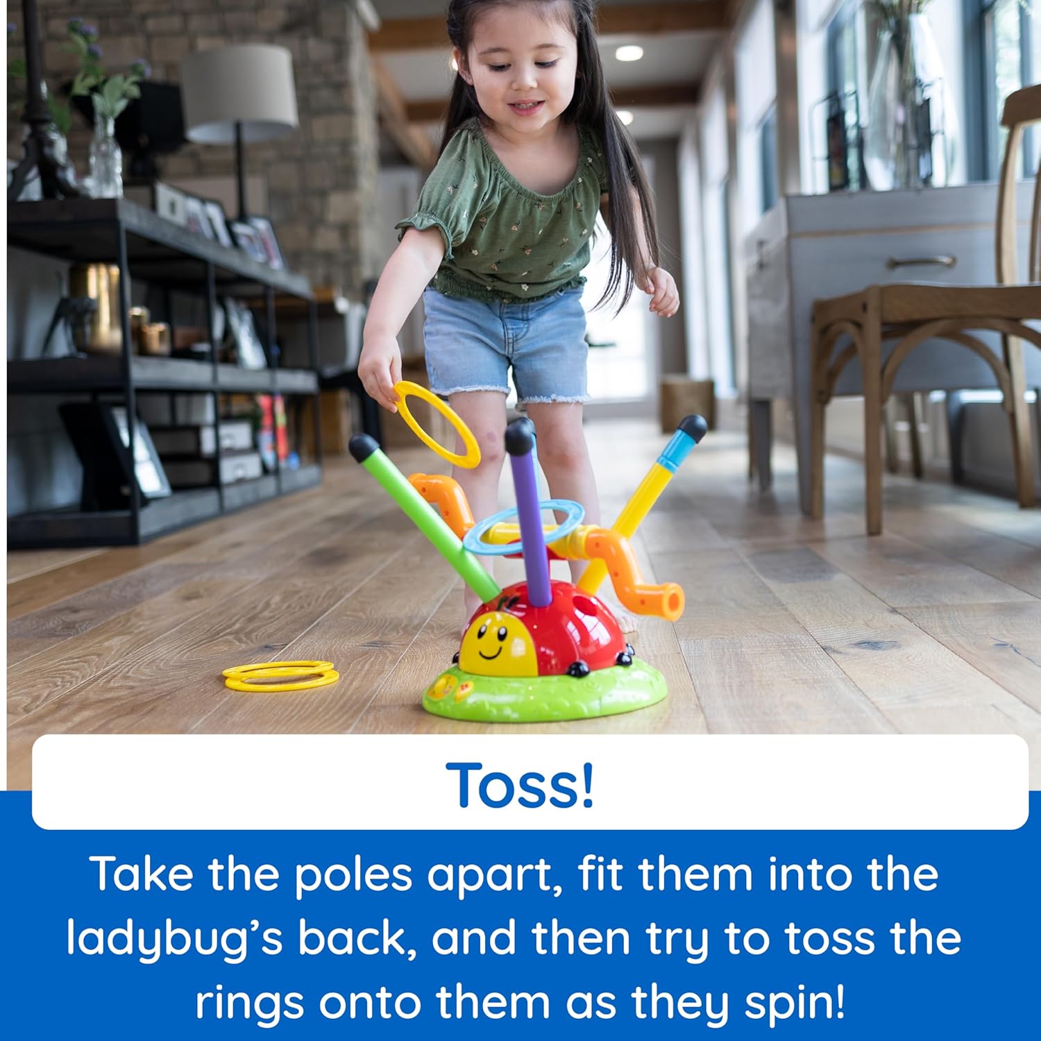 Fat Brain Toys 2-in-1 Musical Jump 'n Toss, Active Indoor/Outdoor Games for Kids Ages 4+, Fun Toys, Kids Activities