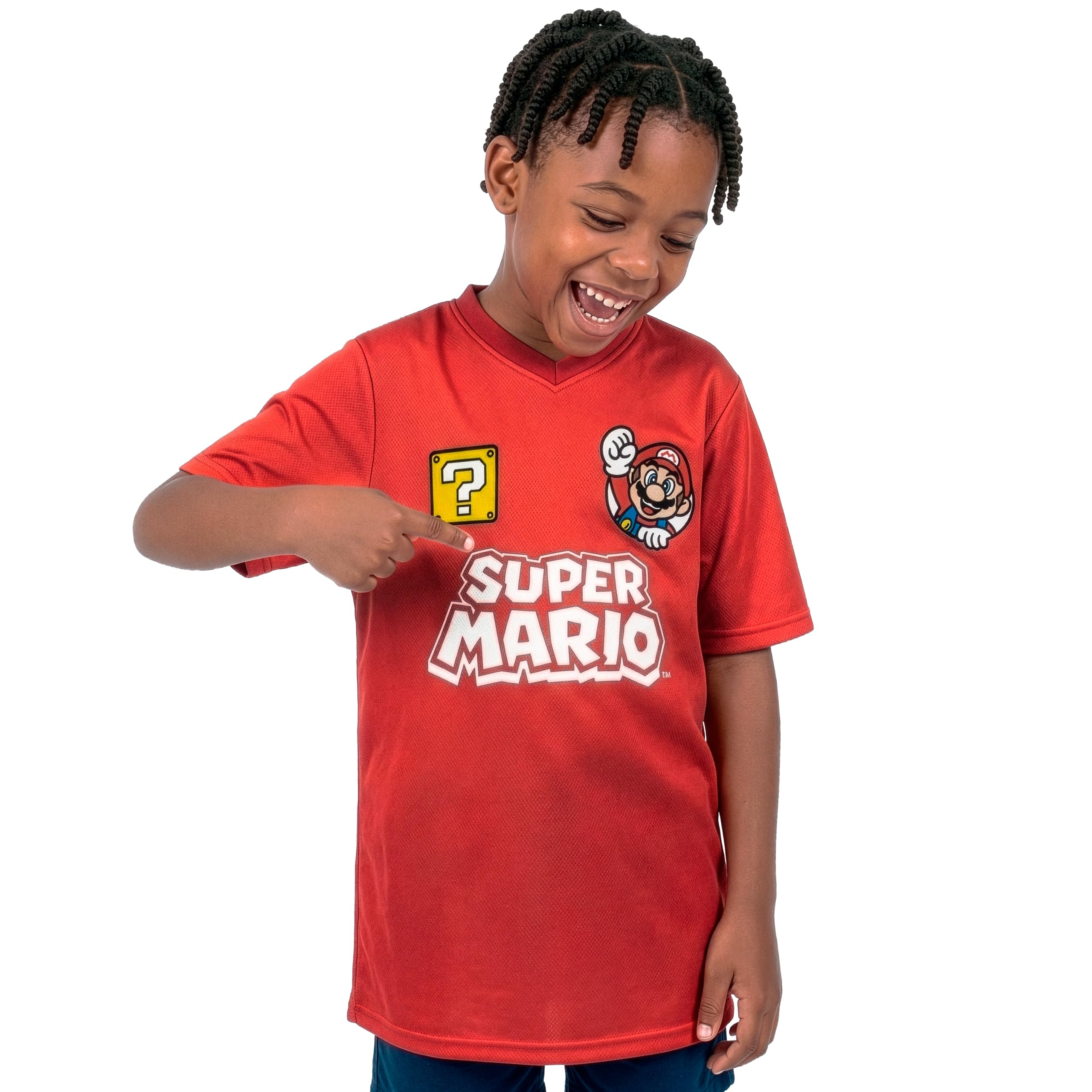 Super Mario Camiseta Futbol para Niños, De Gran Tamaño Camisetas De Futbol Infantil con Motivo De Mario, Camisetas Niño