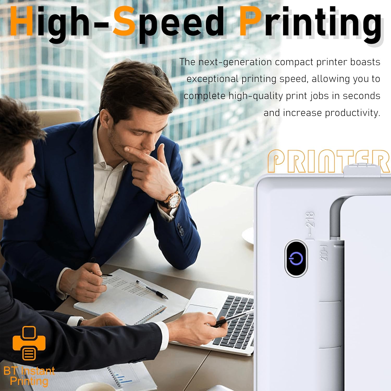 Fostex Wireless Portable Printer 8.5" X 11" US Letter, Thermal Bluetooth Support for Android & Laptop, Office, Home, School