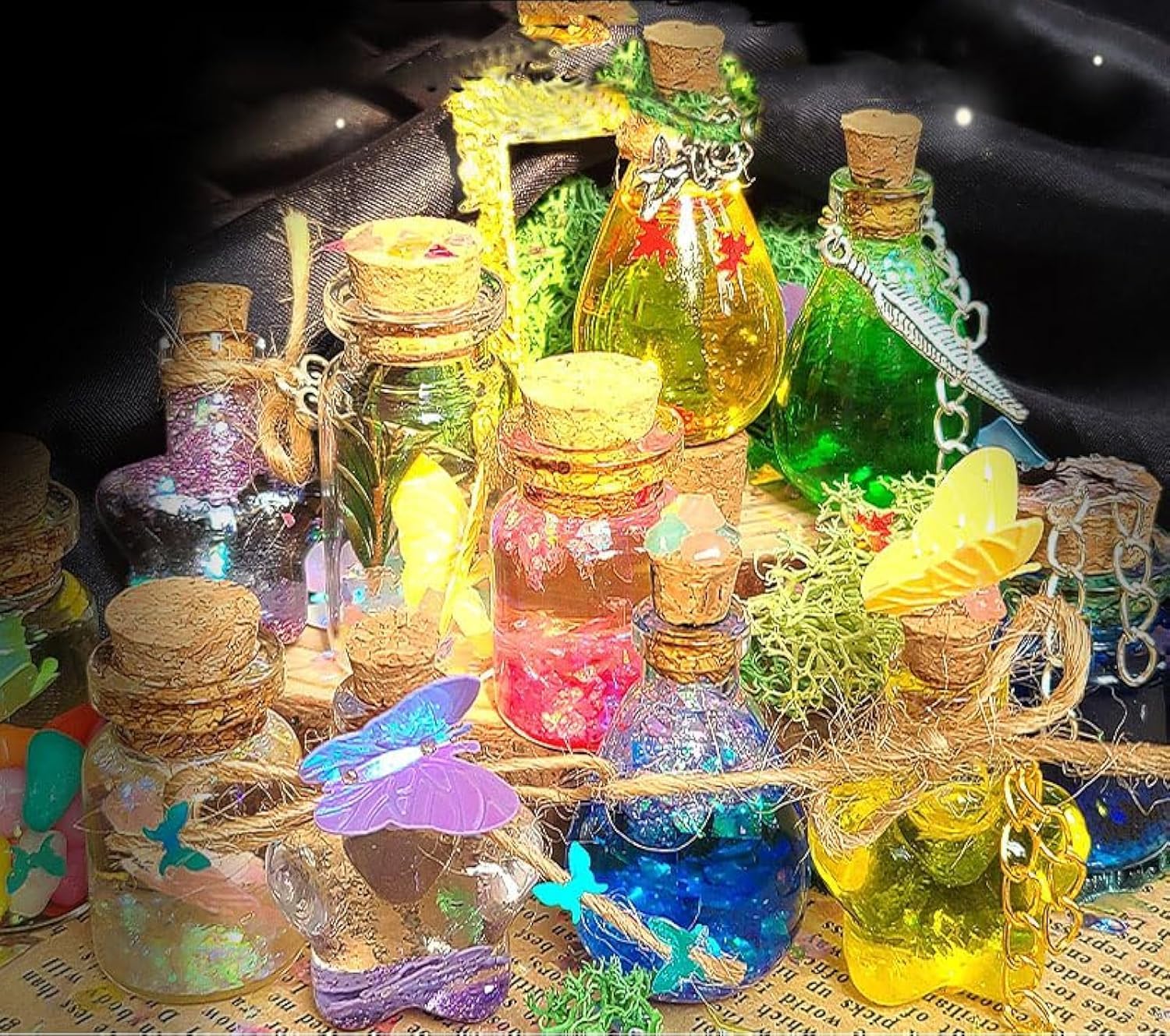 Children'S Homemade Magic Elf Potion DIY, 12 Glass Bottles of Magic Wizard Potion Mixed with Energy Crystal Dust, Creative Gift Toy