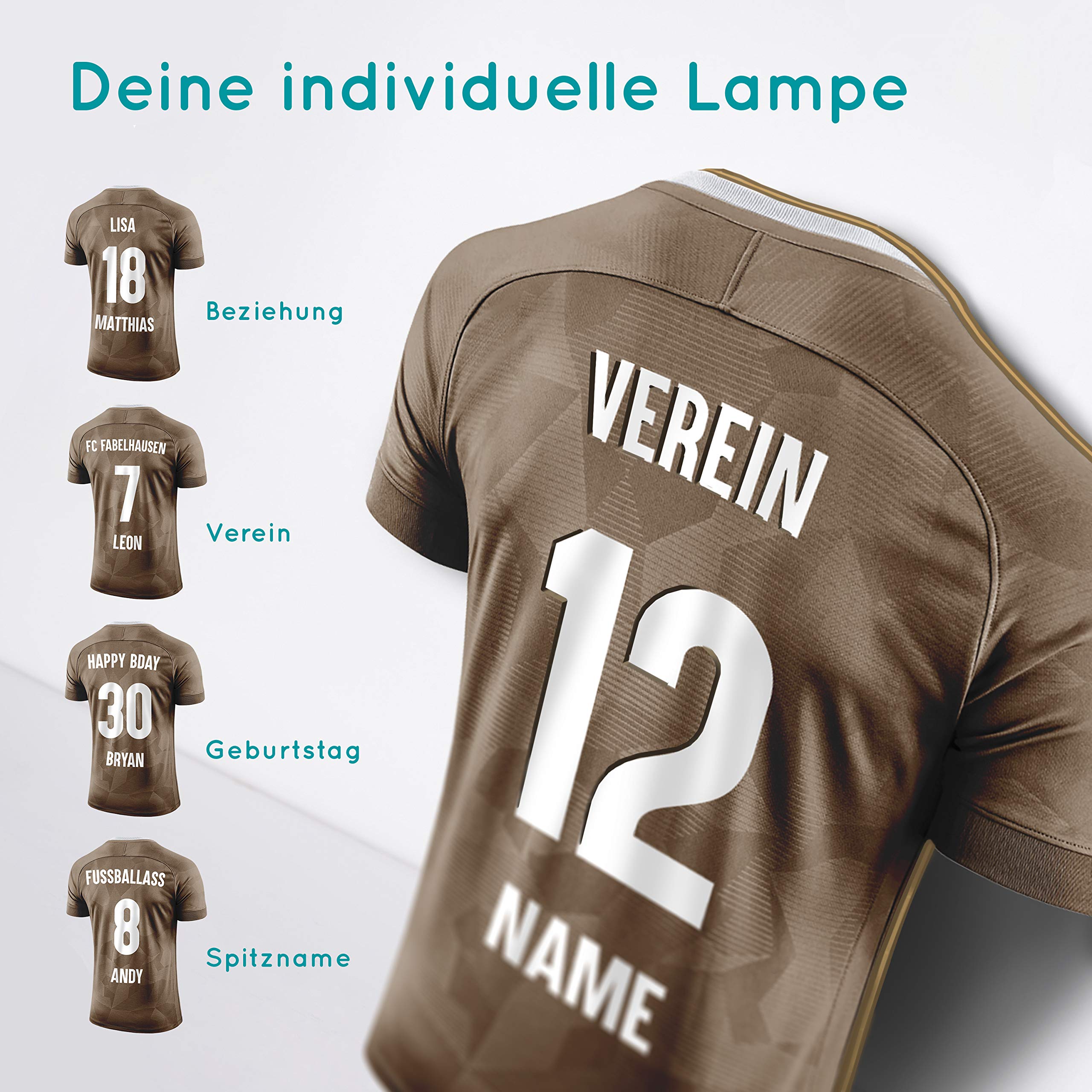 Elbeffekt Trikotlampe für St. Pauli Fans aus Holz - personalisierbares Geschenk - schenke Dein individuellen St. Pauli Fanartikel aus Echtholz