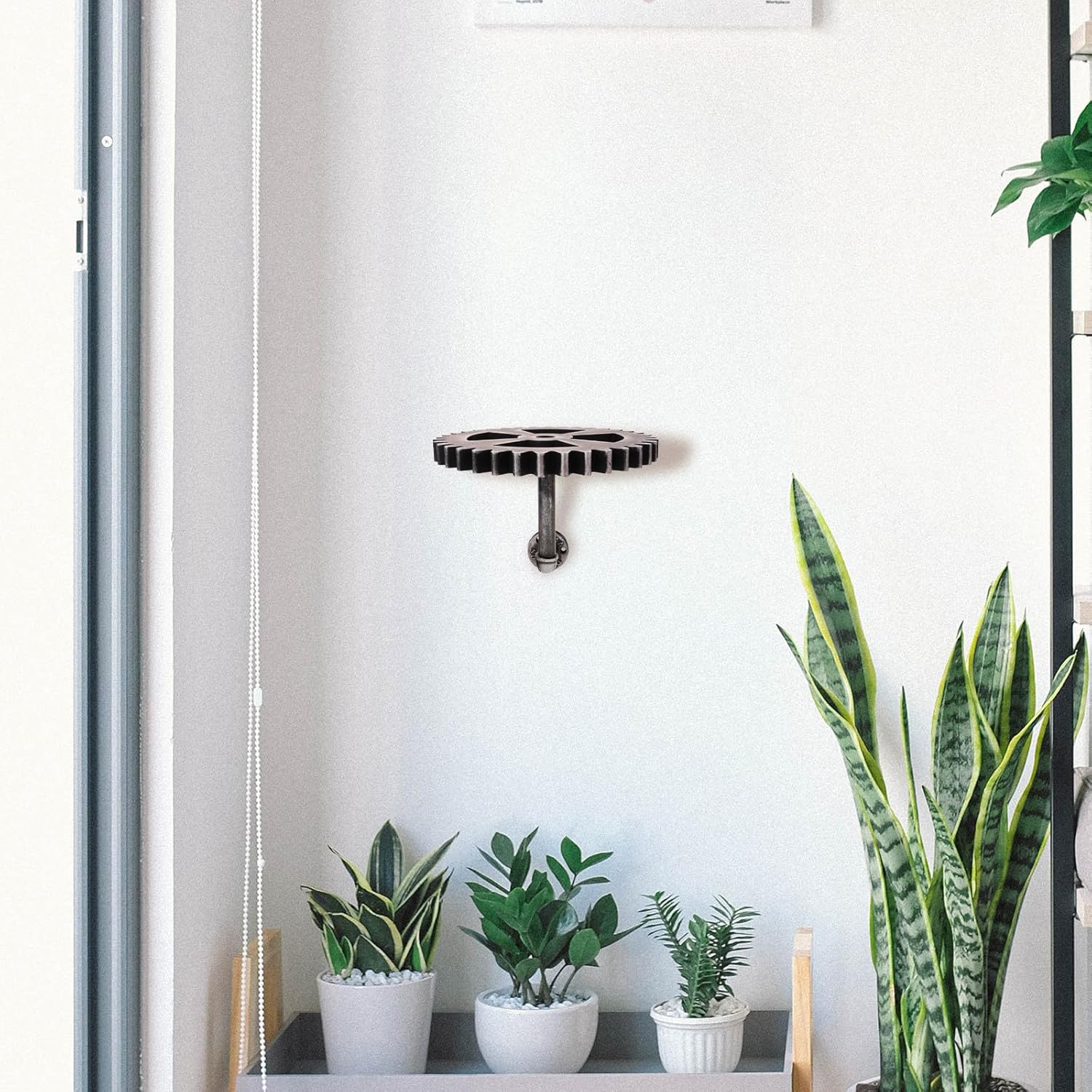 VICASKY Industrial Gear Wall Mounted Floating Shelf Metal Rustic Gear Rack Storage Shelf for Home Décor Vintage Industrial Bracket for Living Room and Kitchen