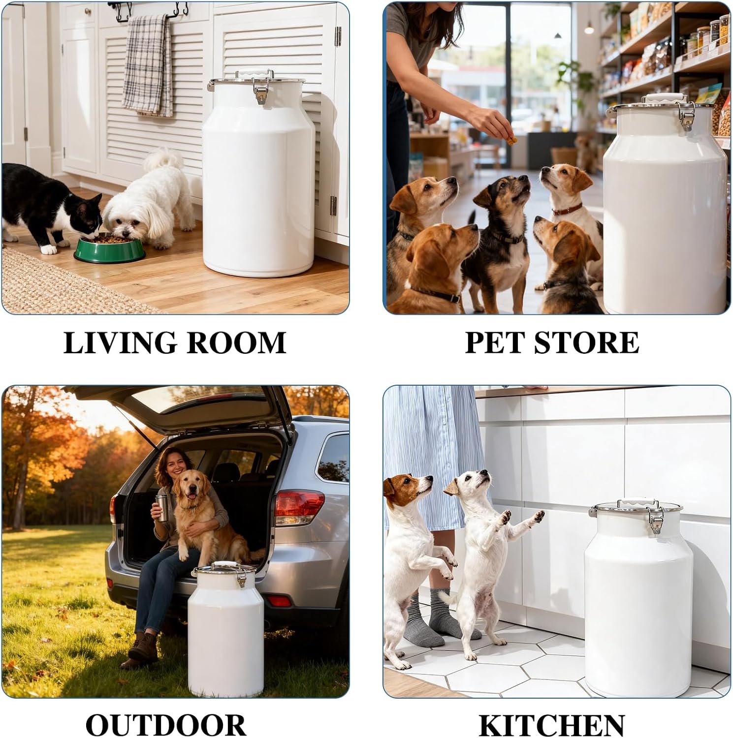 25 Lbs Stainless Steel Dog Food Storage Container with Scoop, Large Metal Dog Food Bin with Airtight Lid & Locking Clamp, Pet Treat Jars for Dogs & Cats, Keep Fresh