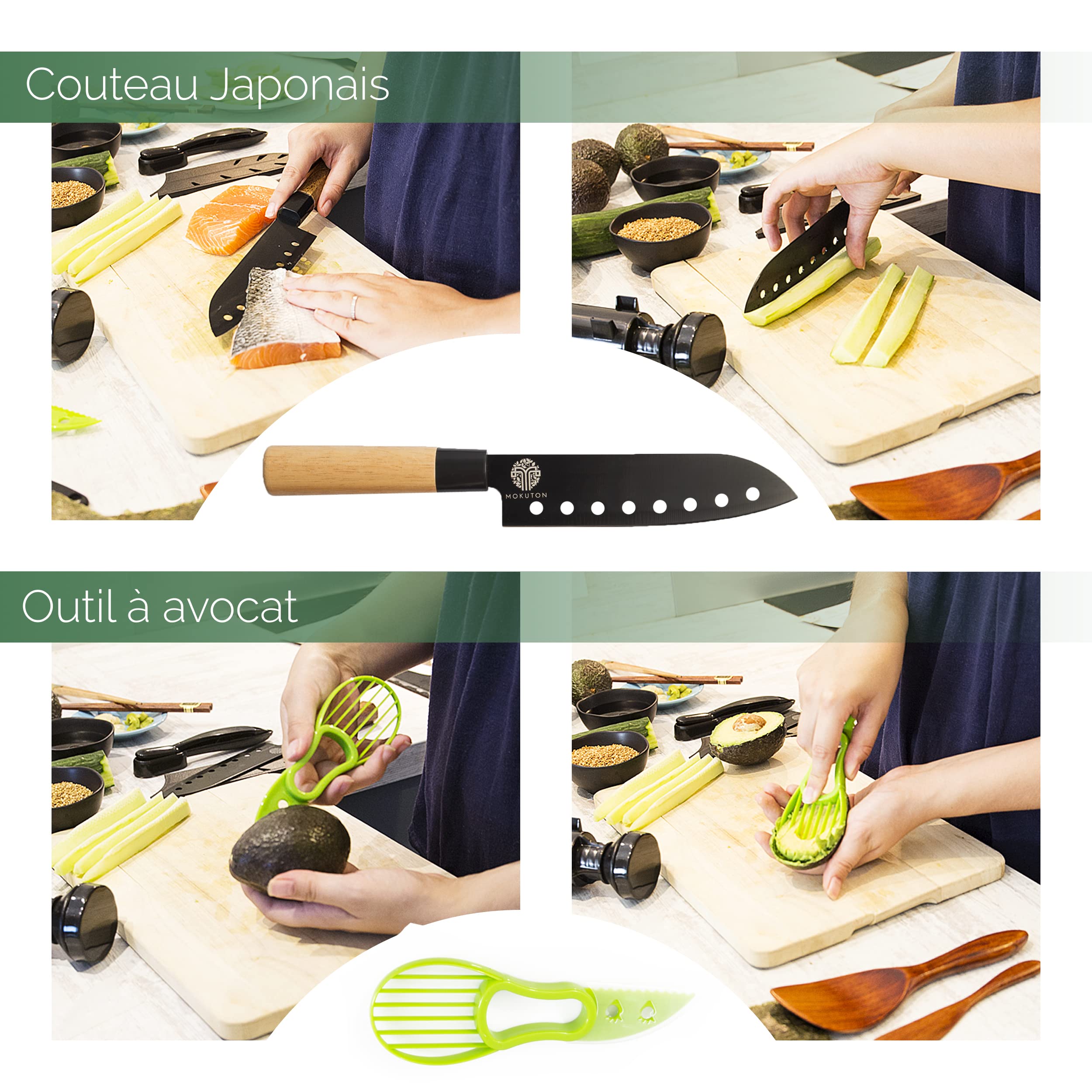 Coffret à sushi style japonais pour 1 personne, décor happy panda