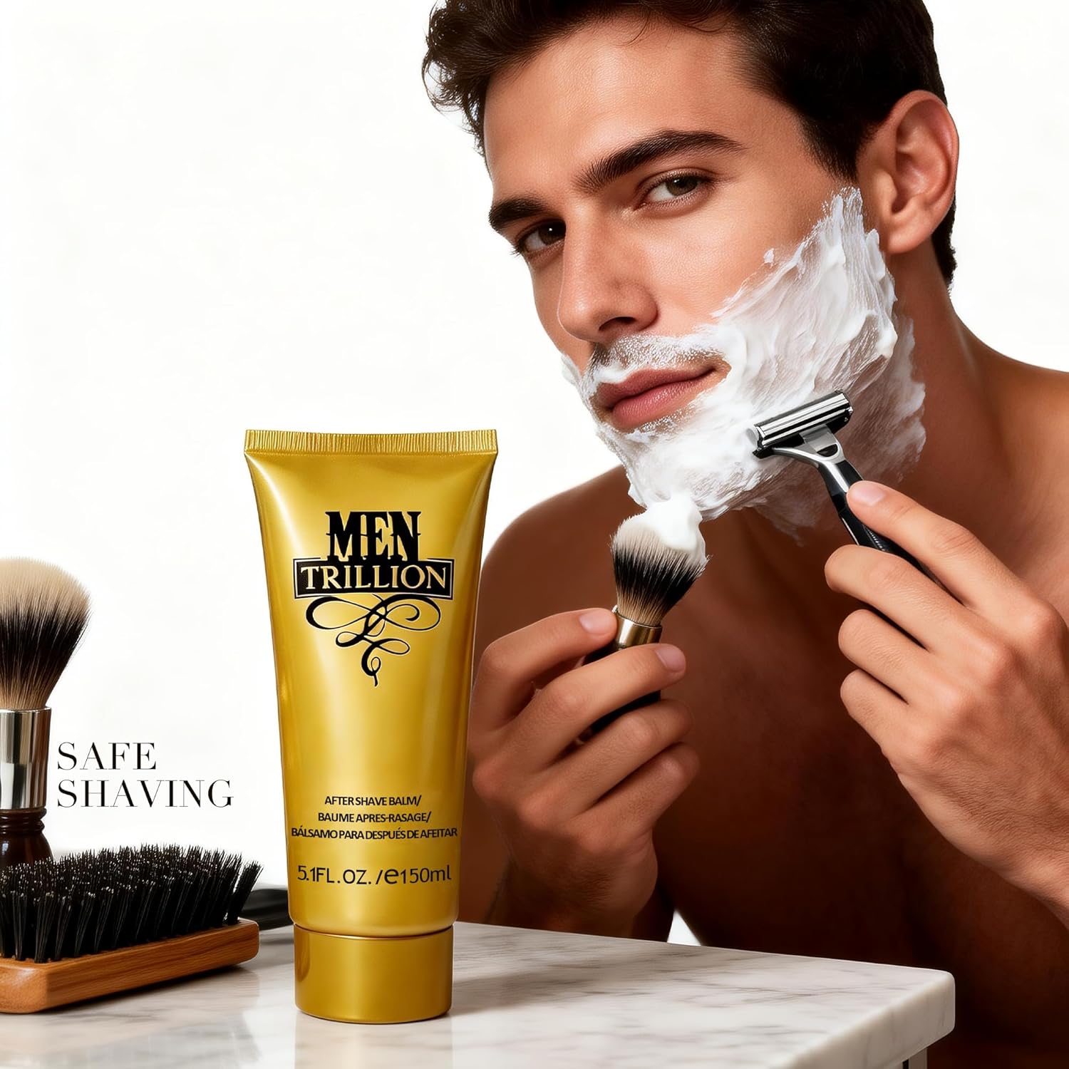 AFLUXE Men Trillion Cologne Set 5PCS, Includes 3.4oz EDP, Spicy Leather, Cinnamon & Amber Scents, Professional Men's Fragrance Gift Collection