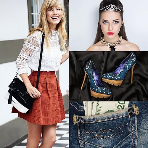 Miniatura 4 de Jollin Hot Fix - Diamantes de imitación de cristal con parte trasera plana, gemas de 0.283 in (34 ss, 288 piezas, Jet)