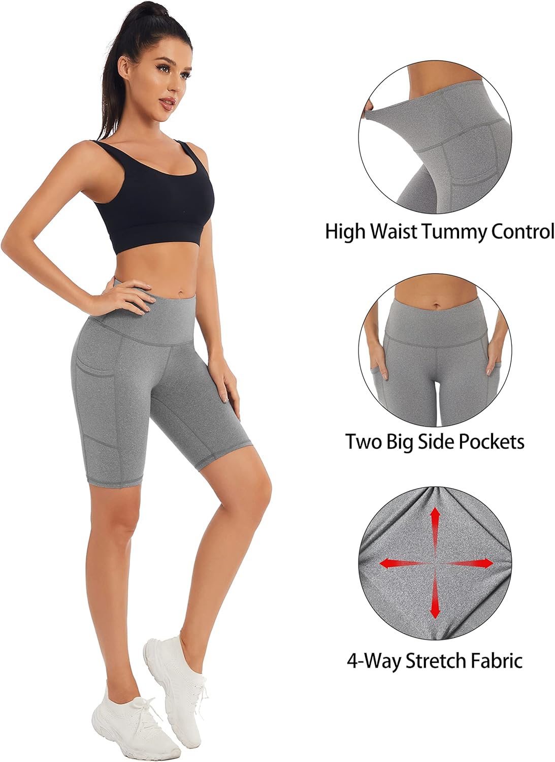 Taydey Women's High Waist Yoga Running Workout Athletic Cycling Hiking Sports Shorts - Image 4