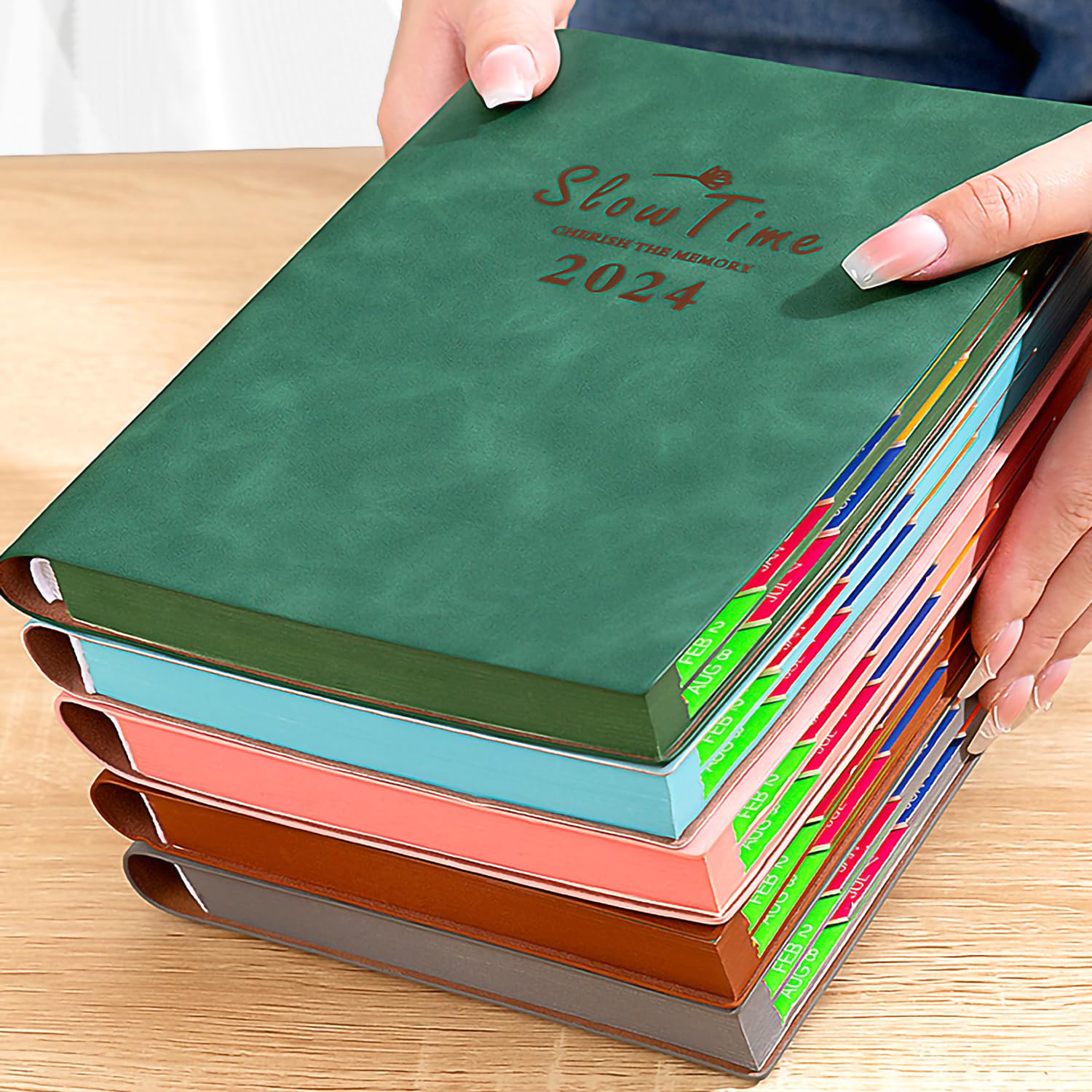 Diary A5 Week to View Planner 2024, Appointment Books Planners with Black Signing Pen, A5 2024 Diary with Gift Box (Green) - Image 2