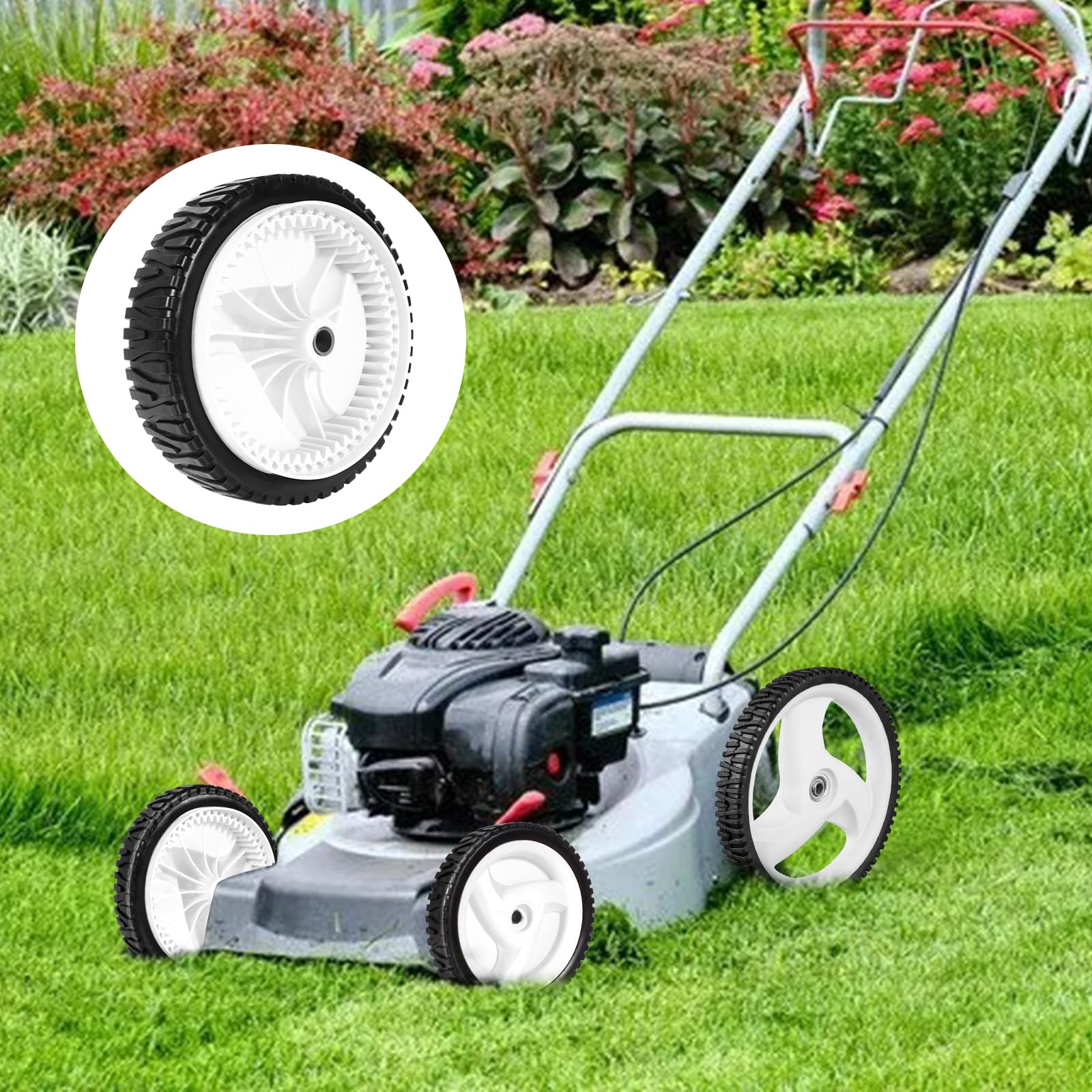 Ruedas de 8 pulgadas para cortacésped de tracción delantera, neumáticos de goma resistentes para cortacéspedes autopropulsados Craftsman/Husqvarna, 2 piezas de repuesto para 194231X460