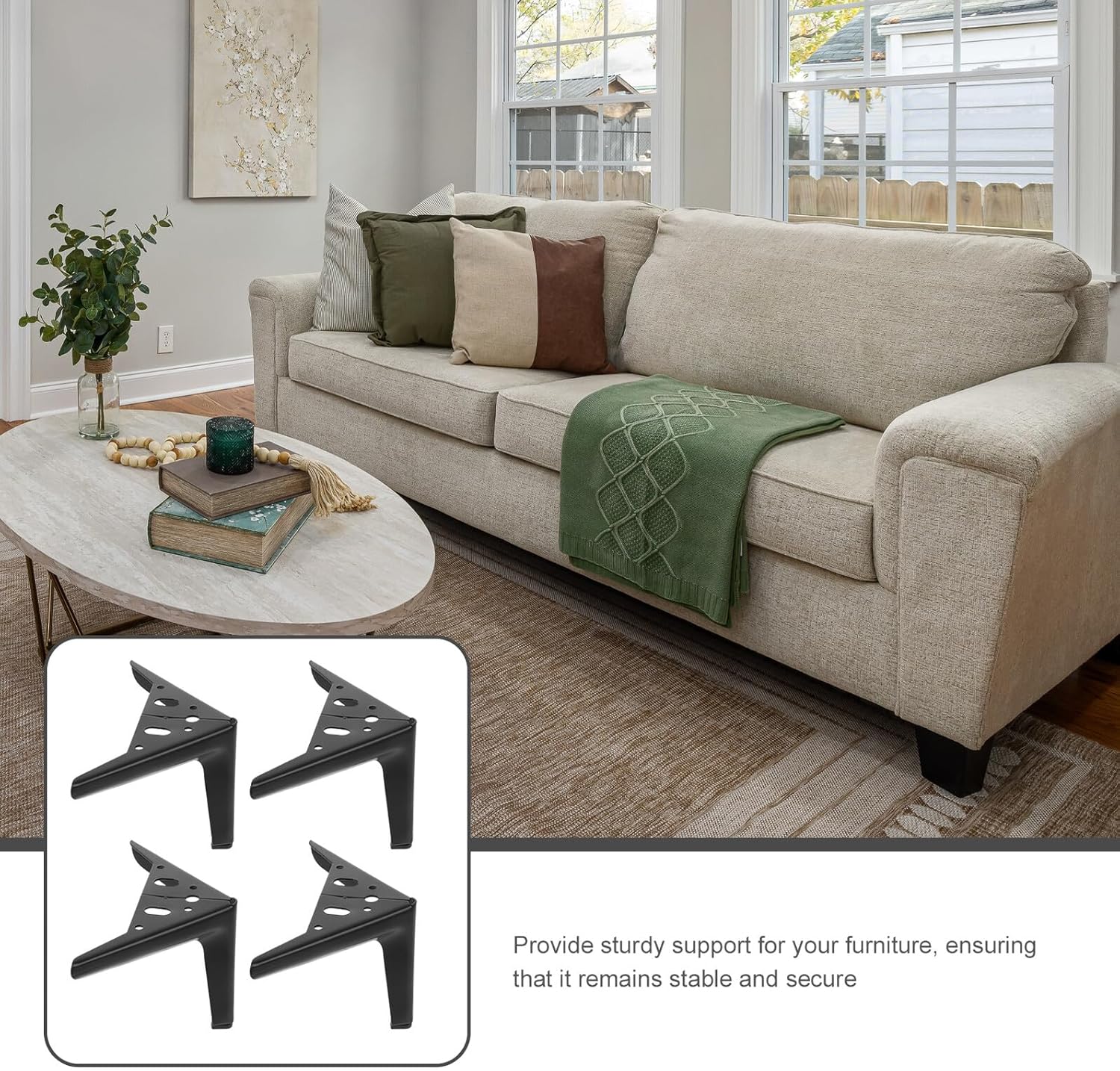 PRETYZOOM 4pcs Metal Furniture Legs Sofa Legs Replacement 12cm Matte Black Heavy-Duty Support Feet for Sofa Table Dresser and Bed Frame