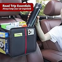 Vista 6 de Hanging Car Seat Organizer Backseat Car Organizer - Premium PU Leather Car Backseat Organizer Road Trip Essentials, Multifunction Car Seat Back