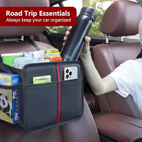Miniatura 6 de Hanging Car Seat Organizer Backseat Car Organizer - Premium PU Leather Car Backseat Organizer Road Trip Essentials, Multifunction Car Seat Back