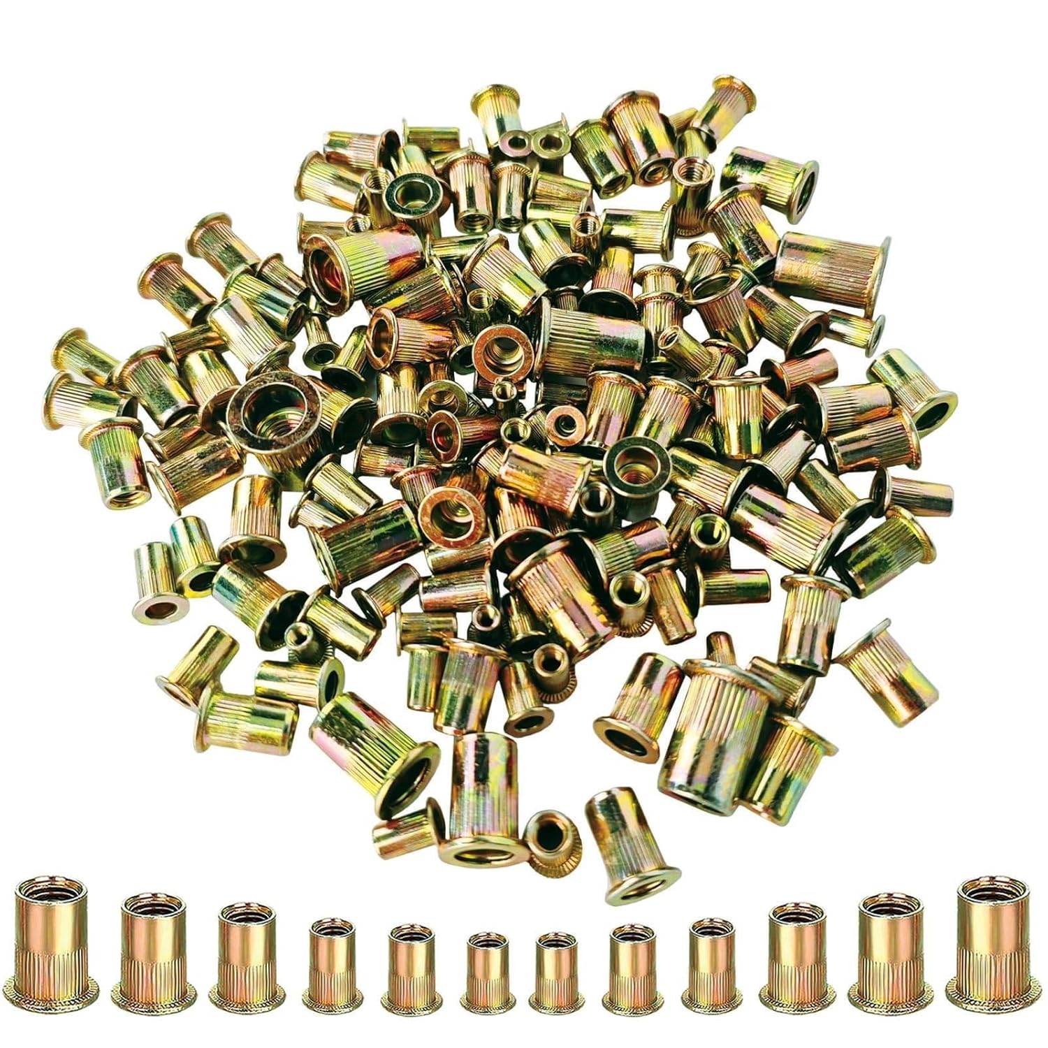 Rivet Nut Tool Kit Rivnut - Napia 850pcs Metric Rivnut Tool Kit M3, M4, M5, M6, M8, M10 RIV Nuts, Carbon Steel Flat Head Hardware Nuts Threaded Inserts for Metal