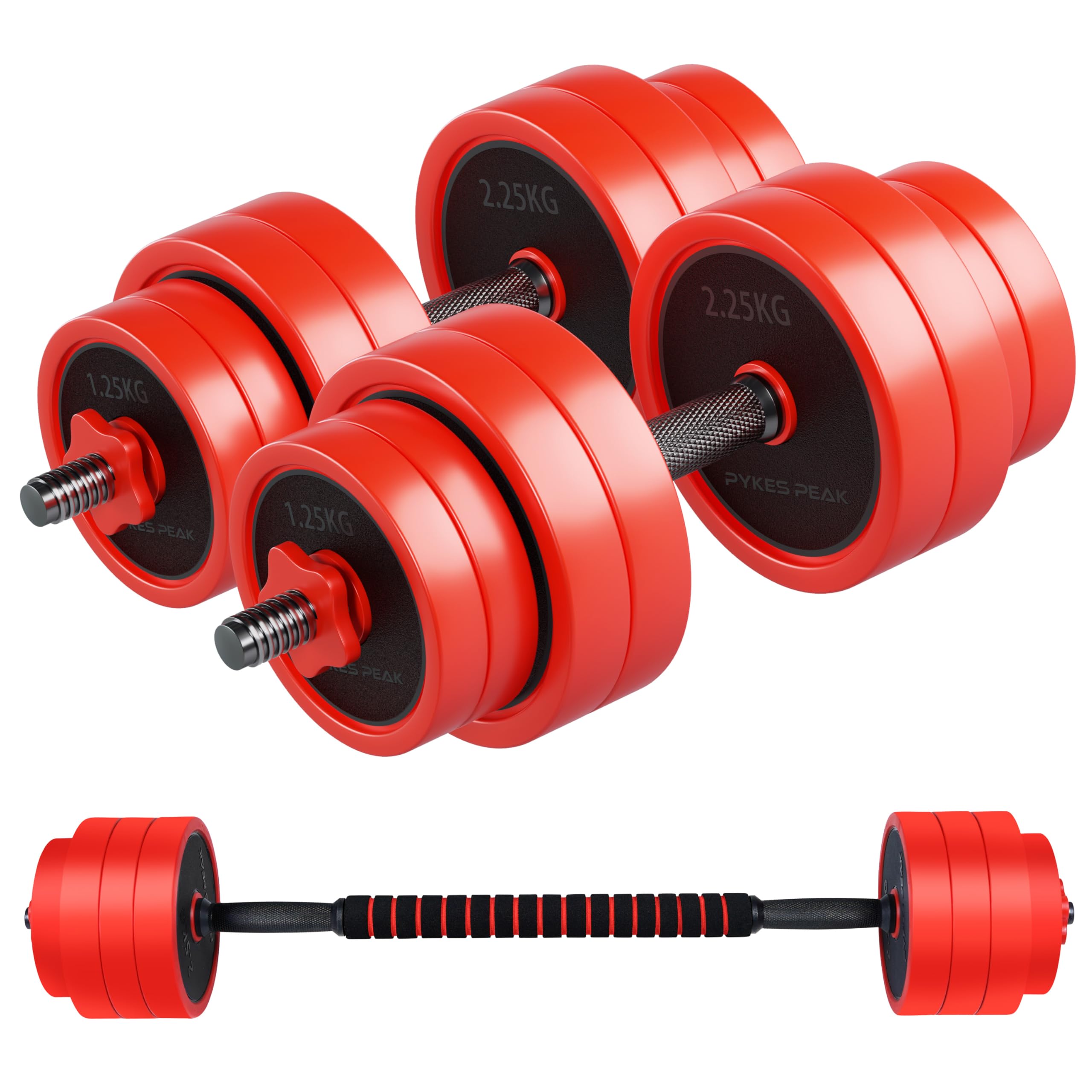 Amazon | PYKES PEAK ダンベル 可変式 15kg×2個 バーベルにもなる2WAY