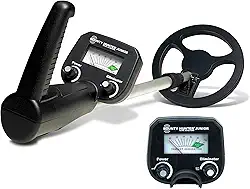 Bounty Hunter Detector de metais júnior para crianças, caçador de tesouros leve e ajustável com bobina de 16,5 cm, alerta de bipe e modo de discriminação, detector para iniciantes a partir de 6 anos