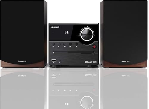 Sharp XL-B512(BR) Micro chaîne Sound System stéréo avec Radio FM, Bluetooth v5.0, CD-MP3, Lecture USB, Haut-parleurs en Bois et 45 W Couleur Marron - 4