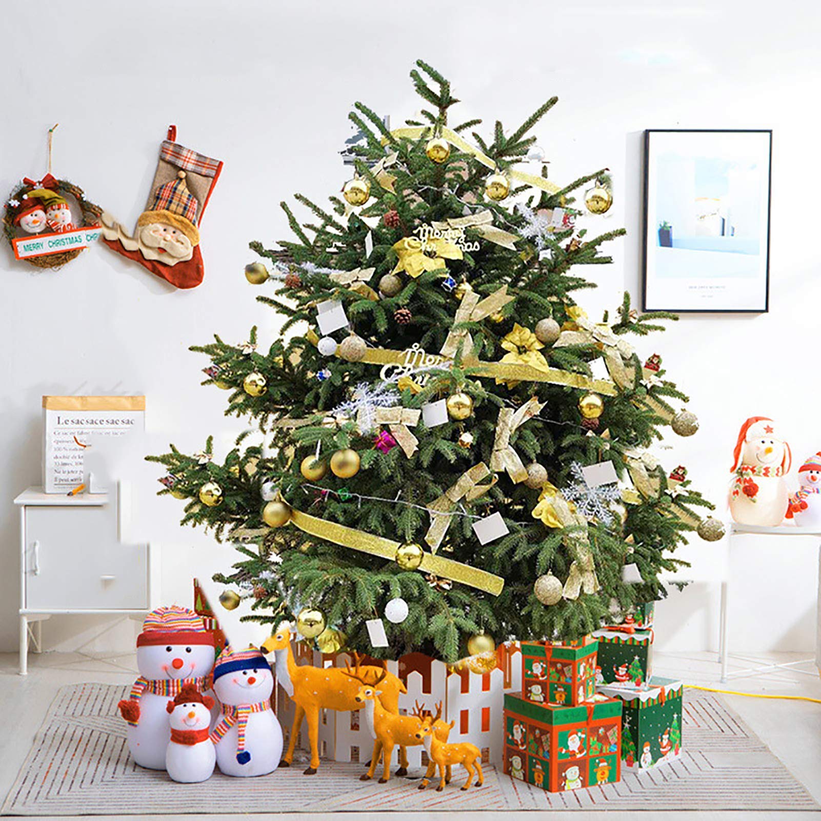 Sjdopulse B 5Ft Real Christmas Tree,Premium Spruce Hinged Includes Stand With Roots Eco-Friendly Xmas Tree,For Holiday Decoration,,280Cm(9.2Ft)