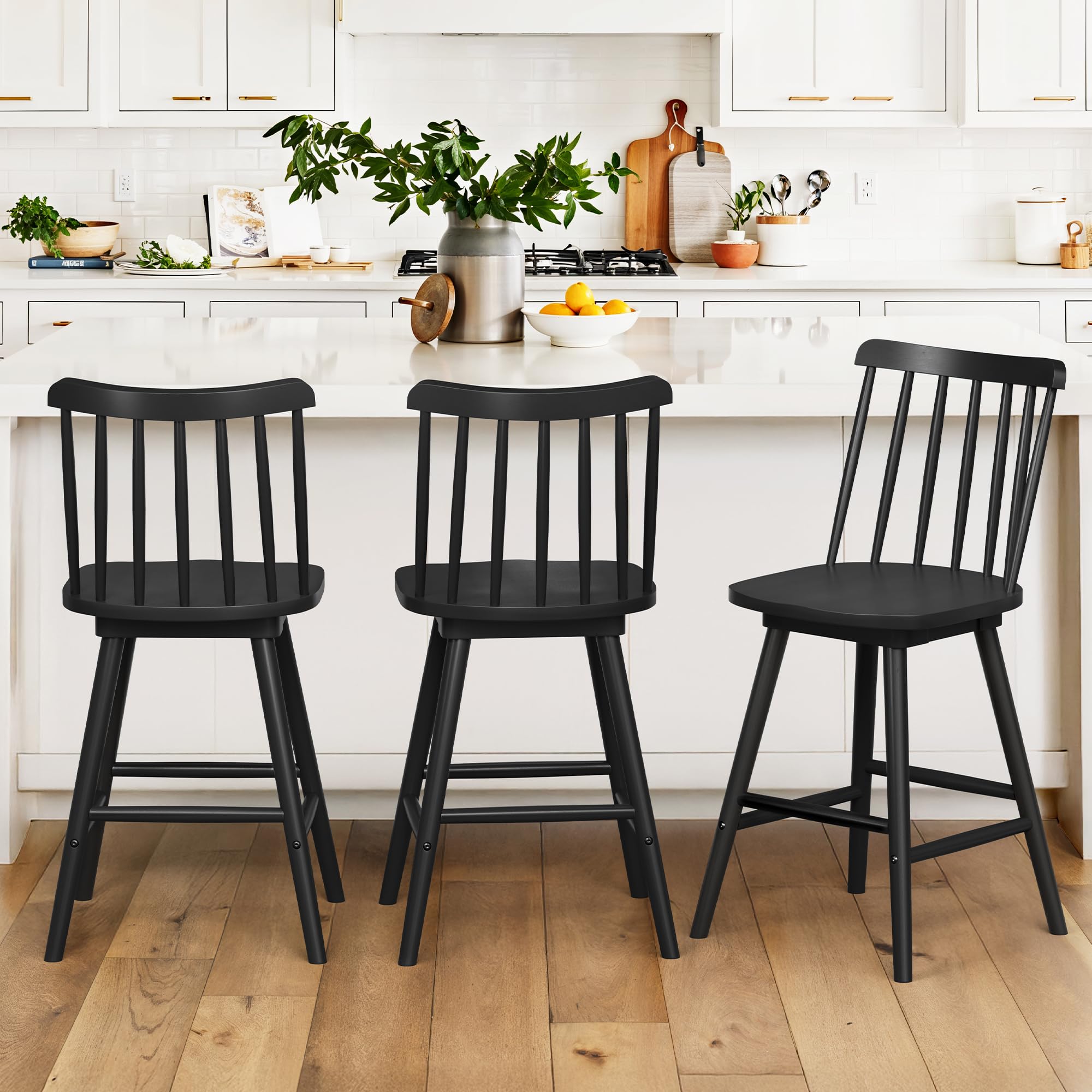 Amazon.com: LUE BONA 360° Swivel Bar Stools Set of 3, Black