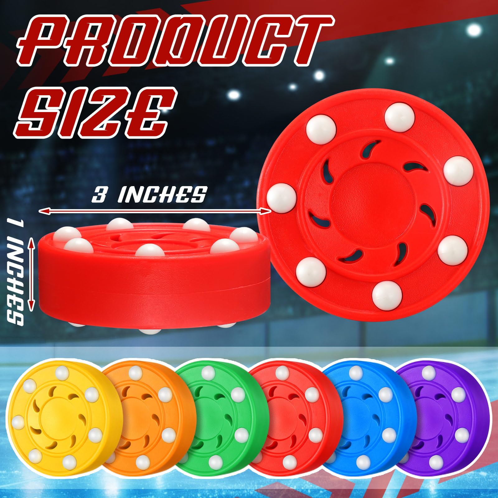 Foilswirl 12 Pcs Roller Hockey Pucks Street Ice Roller Hockey Pucks Outdoor(7 Rollers Style)