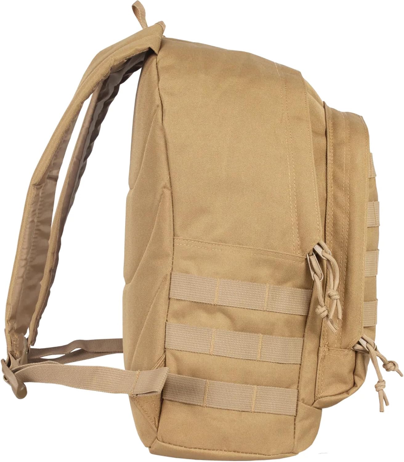 FOX OUTDOOR PRODUCTS Level 1 Tac-Pack Backpack w/Modular Webbing, 22L Capacity, Padded Straps for Hiking, Camping, & Travel, COYOTE