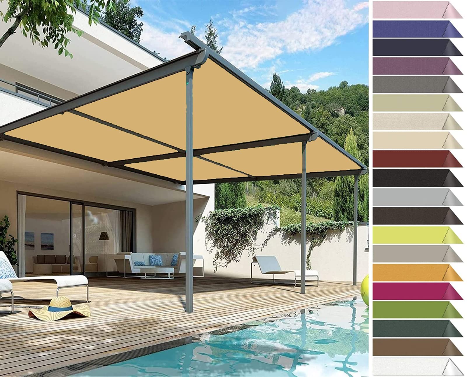 Sun Sail Shade Waterproof Sun 160x220cm Sunscreen Awning Canopy 98% UV Sun Shade Netting Sun Shade Sail with Free Rope For Outdoor Garden Patio Party Backyard, Beige