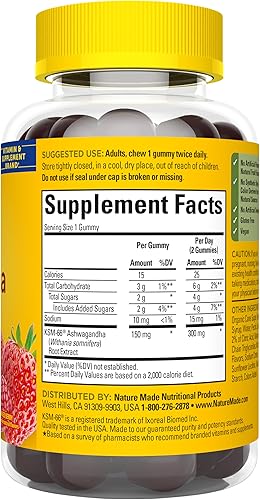 Miniatura 8 de Gomas de Ashwagandha Nature Made, veganas, Ashwagandha KSM 66 para el apoyo al estrés, 60 unidades, suministro para 30 días