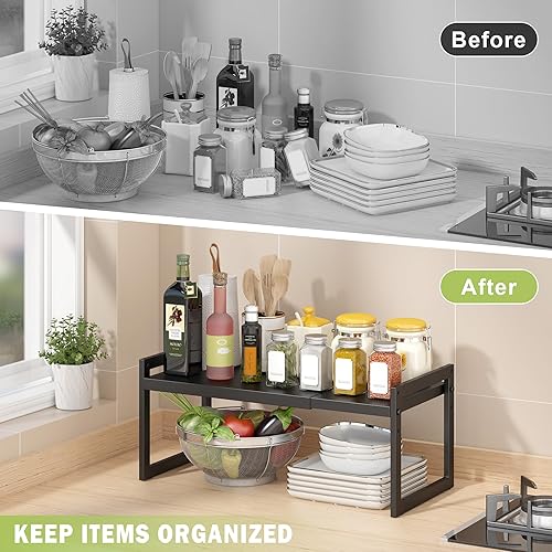 Vista 4 de DOLALIKE Expandable kitchen Countertop Organizer, Stackable Cabinet Shelf Organizers, Space Saving Spice Rack Pantry Storage for Bathroom Office